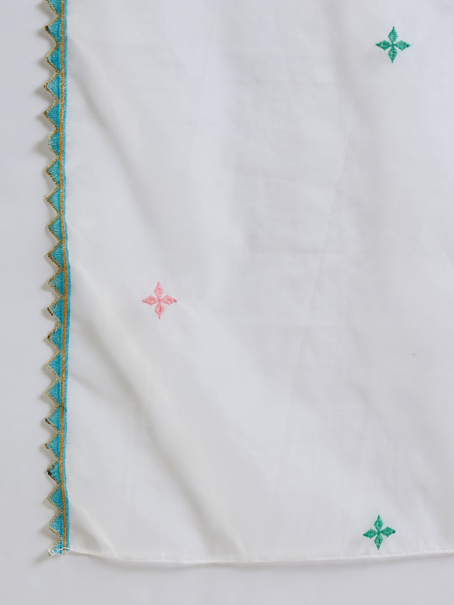 Indo Era Off White Embroidered Straight Kurta Salwar With Dupatta Set