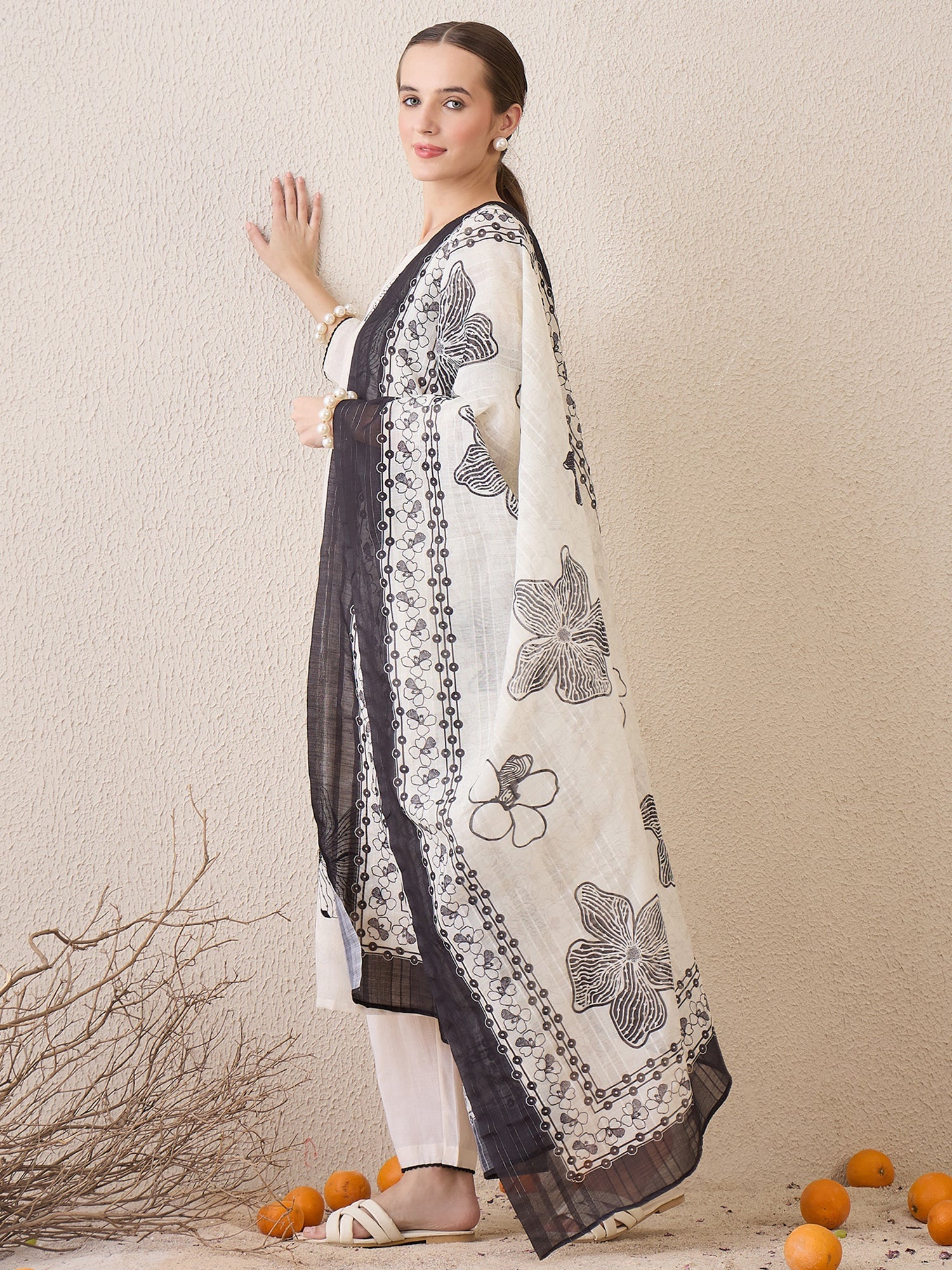 indo era, suit, kurta set for women, indo era kurta, kurta sets for ladies, summer dresses for women, 3 piece suit, cotton kurta set for women, new arrivals, women kurti plazo set, women in suit, kurta suit, floral kurta, short suit, spring summer, Off White suit