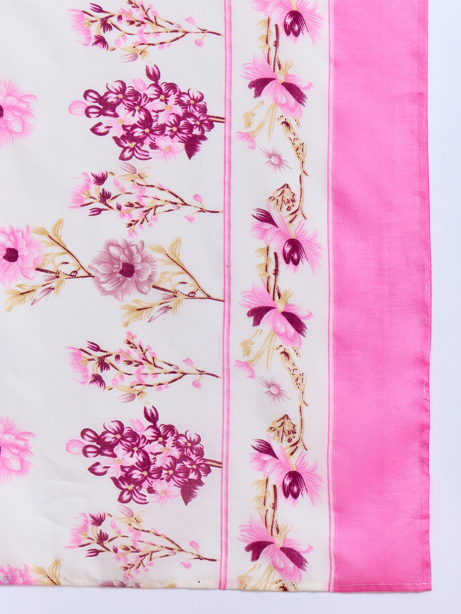 Cream Printed Pure Cotton Straight Kurta Sets With Dupatta