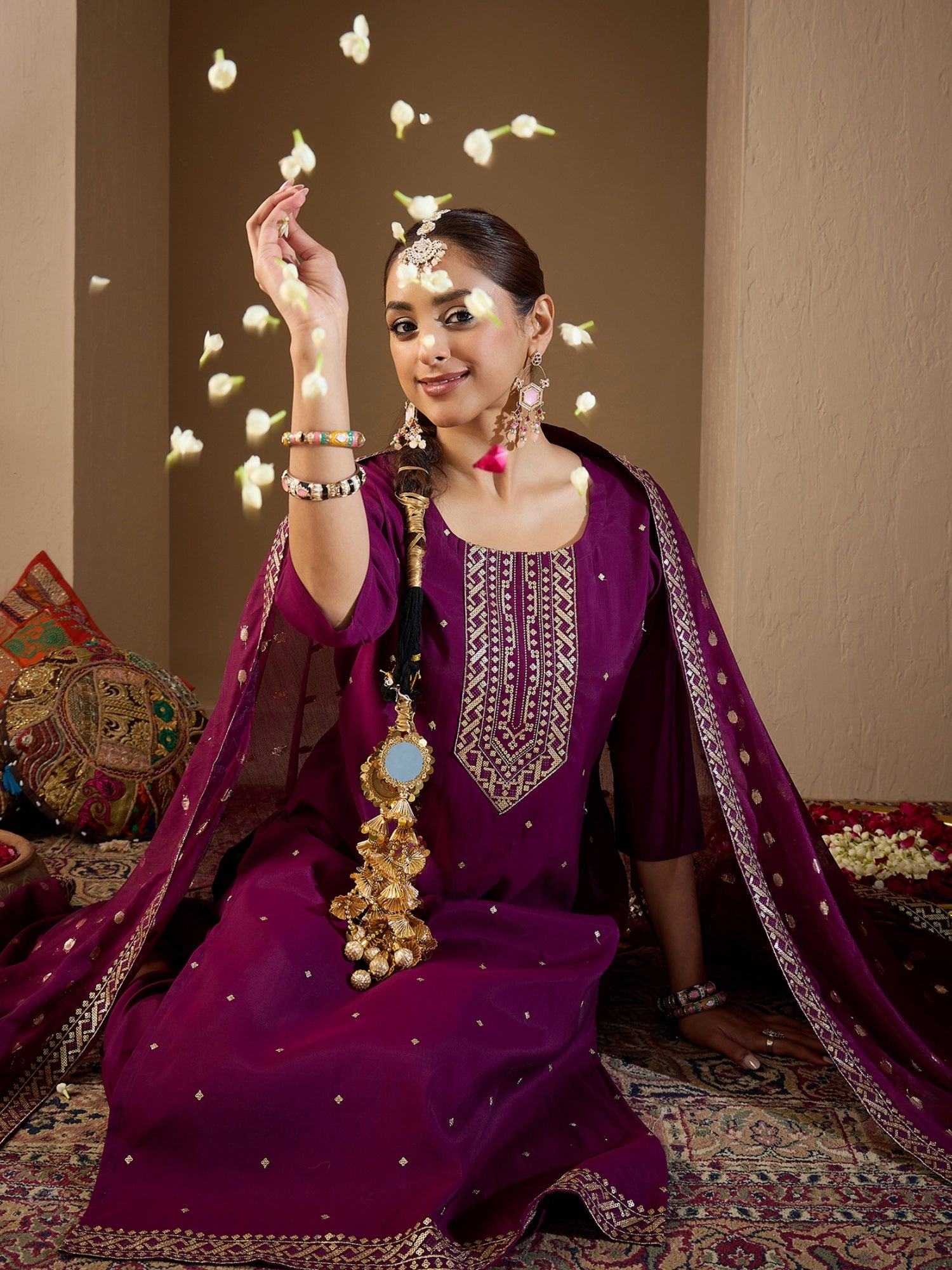 indo era, suit, kurta set for women, indo era kurta, kurta sets for ladies, summer dresses for women, 3 piece suit, cotton kurta set for women, new arrivals, women kurti plazo set, women in suit, kurta suit, floral kurta, short suit, spring summer, Burgundy suit