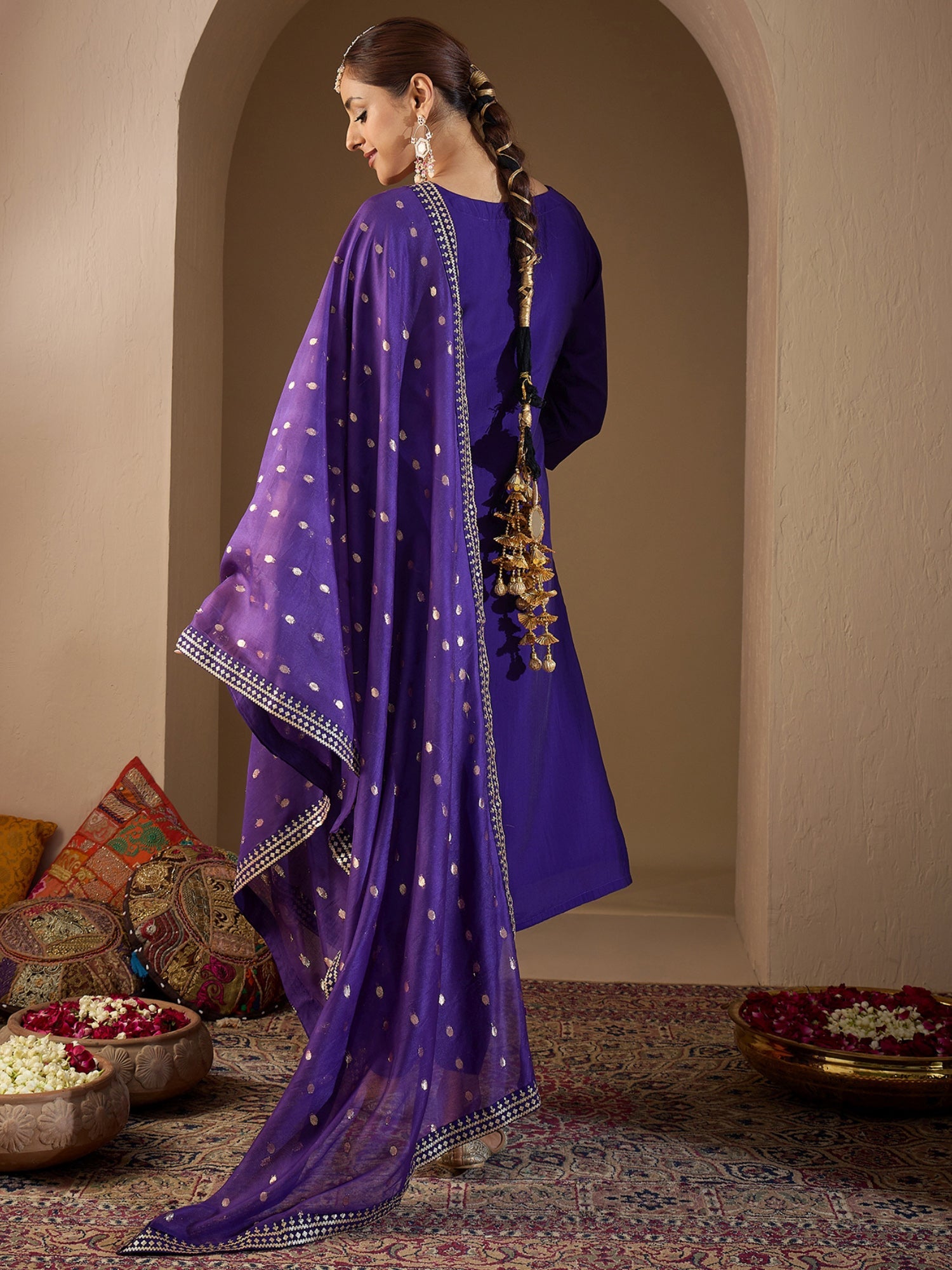 indo era, suit, kurta set for women, indo era kurta, kurta sets for ladies, summer dresses for women, 3 piece suit, cotton kurta set for women, new arrivals, women kurti plazo set, women in suit, kurta suit, floral kurta, short suit, spring summer, Purple suit