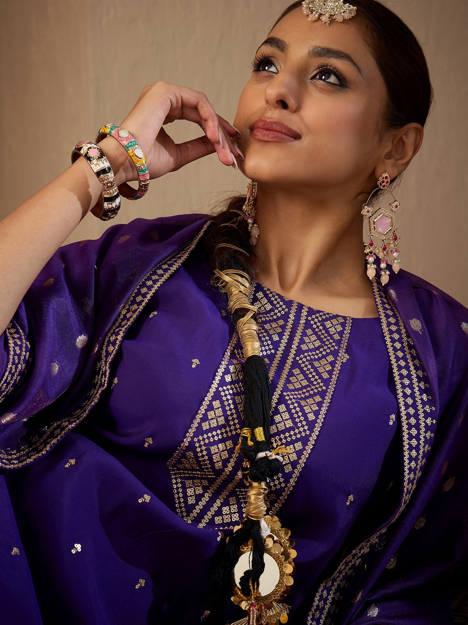 indo era, suit, kurta set for women, indo era kurta, kurta sets for ladies, summer dresses for women, 3 piece suit, cotton kurta set for women, new arrivals, women kurti plazo set, women in suit, kurta suit, floral kurta, short suit, spring summer, Purple suit