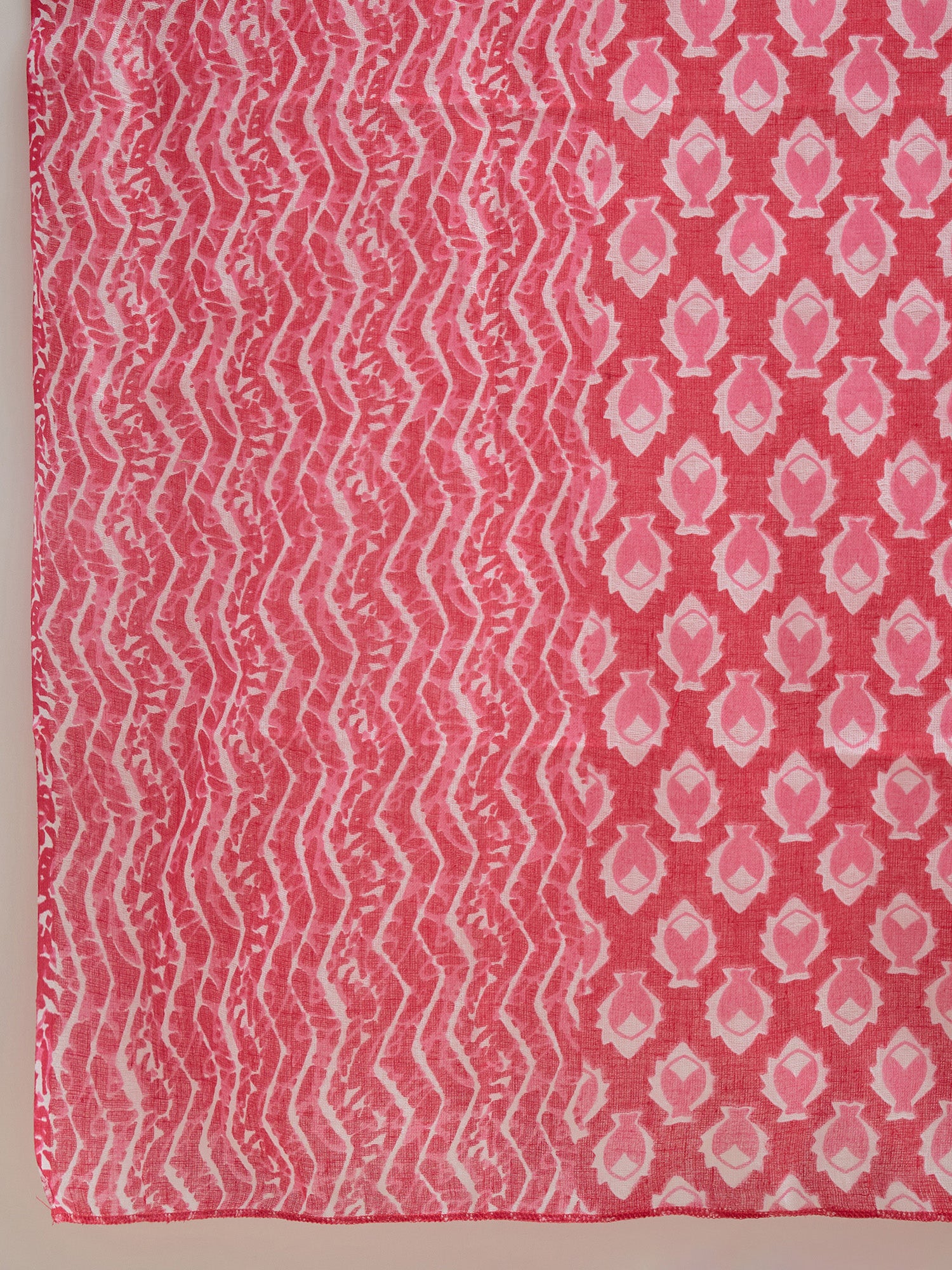 Indo Era Pink Printed Straight Kurta Trousers With Dupatta set