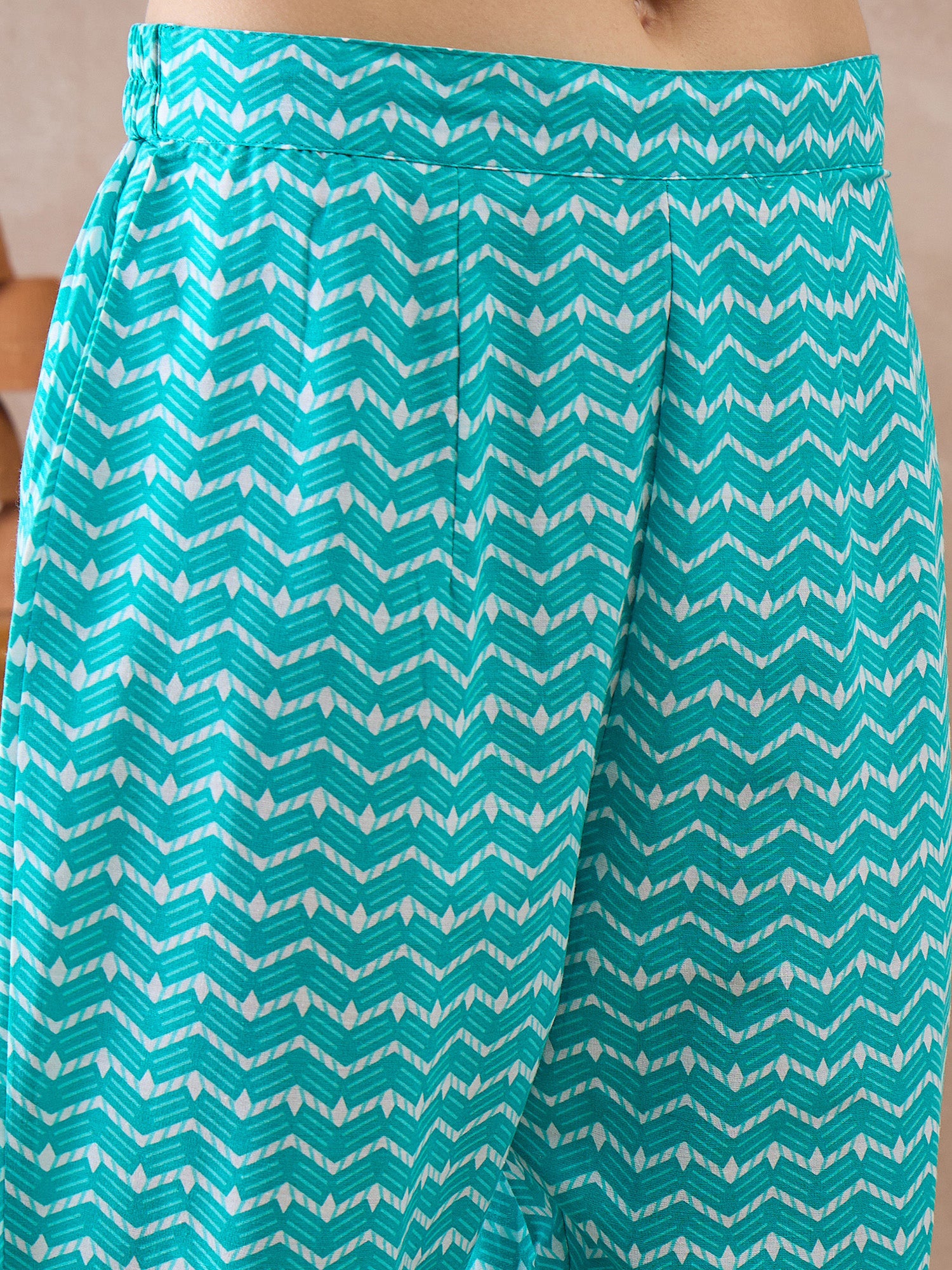 Indo Era Blue Printed Straight Kurta Trousers With Dupatta set