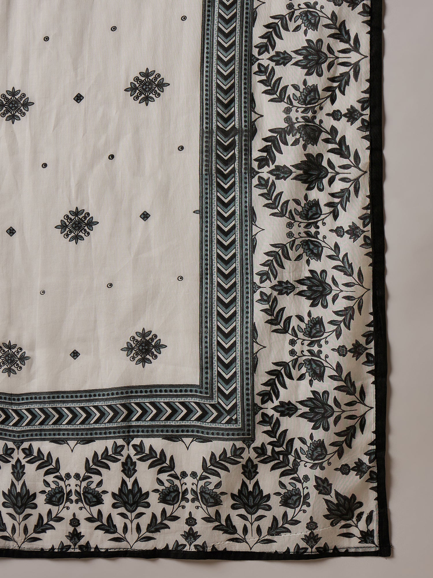 White Embroidered Pure Cotton Straight Kurta Sets With Dupatta