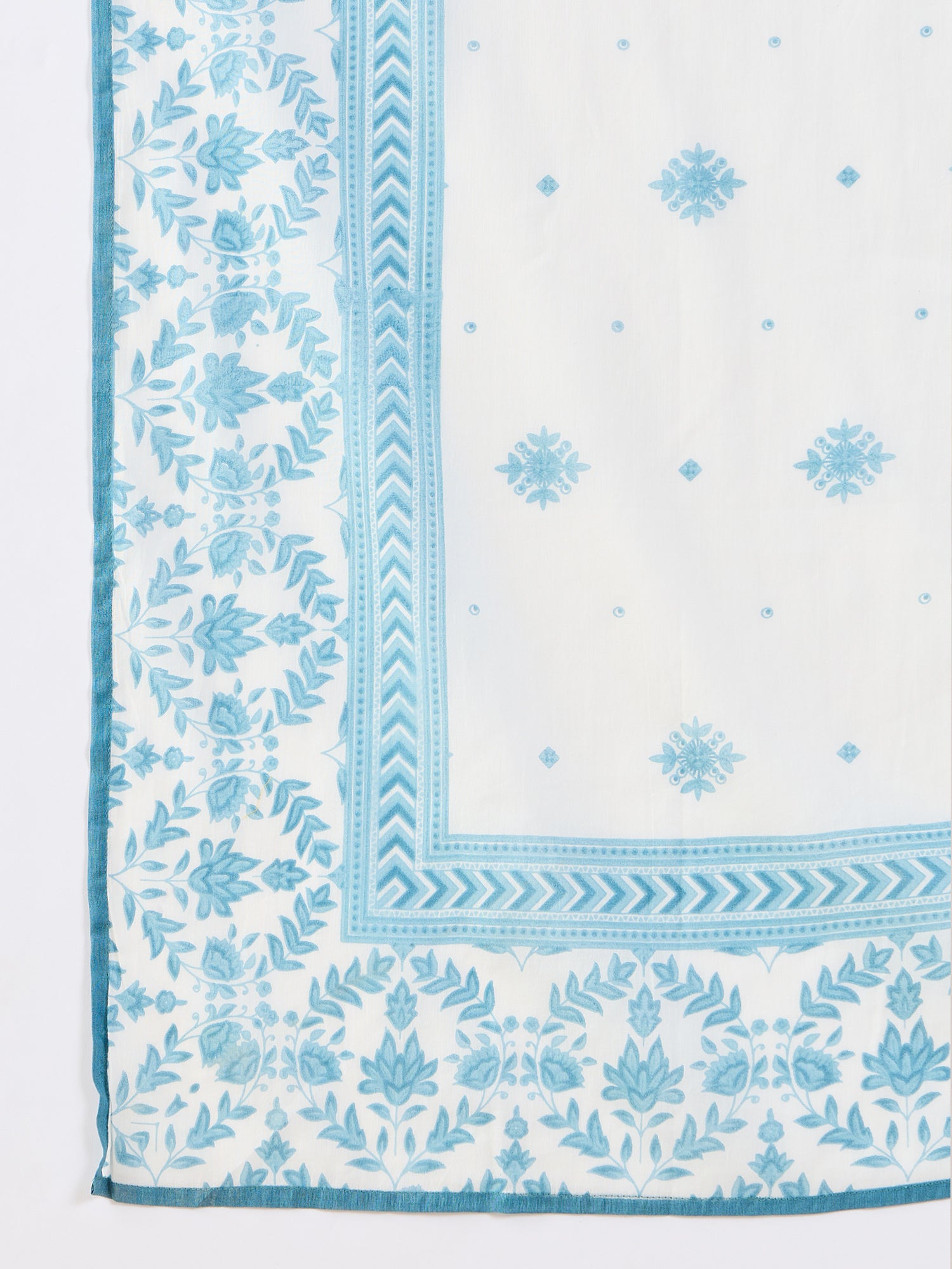 White Embroidered Pure Cotton Straight Kurta Sets With Dupatta