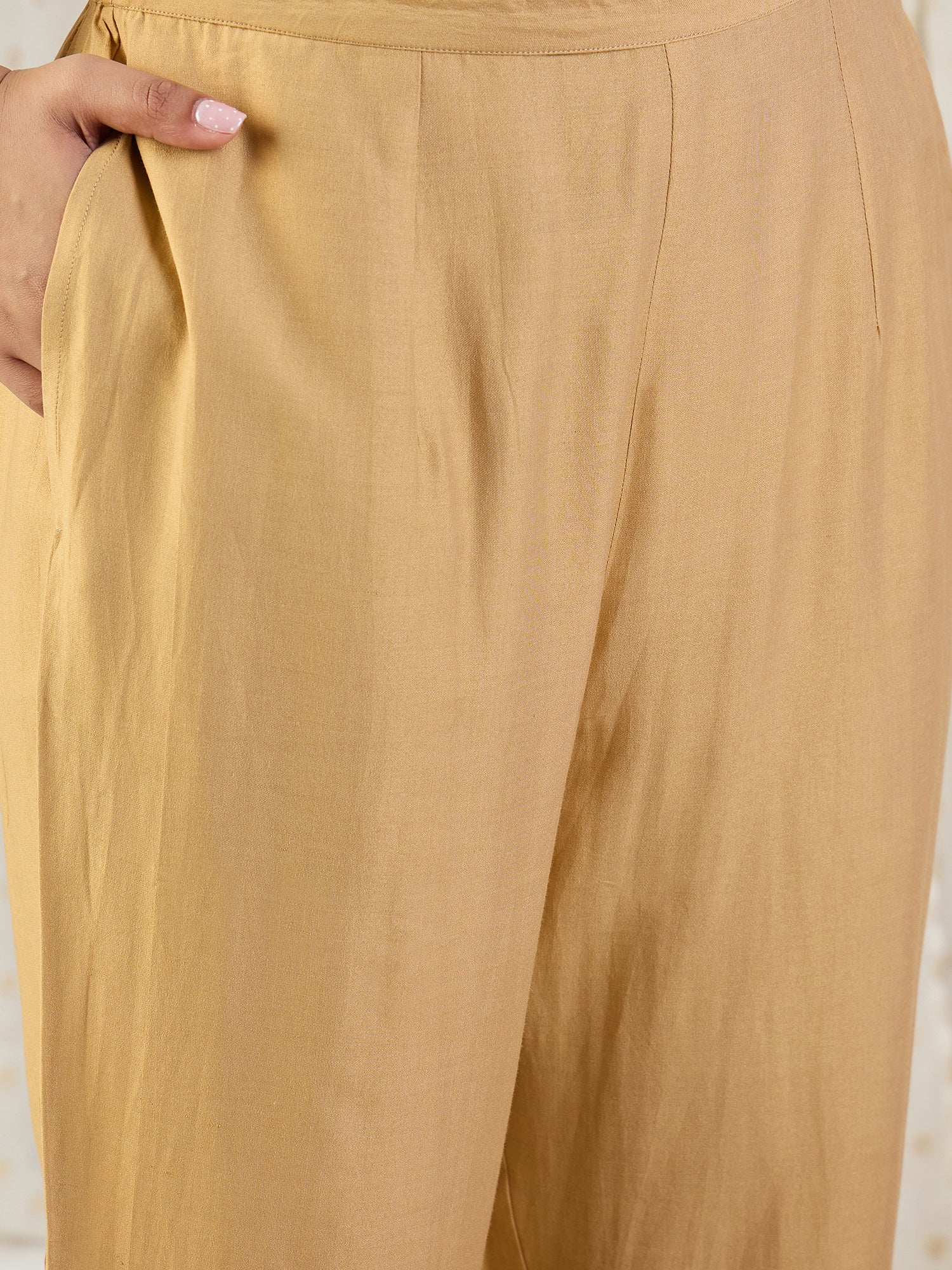 Indo Era Beige Embroidered Straight Kurta Trousers With Dupatta Set