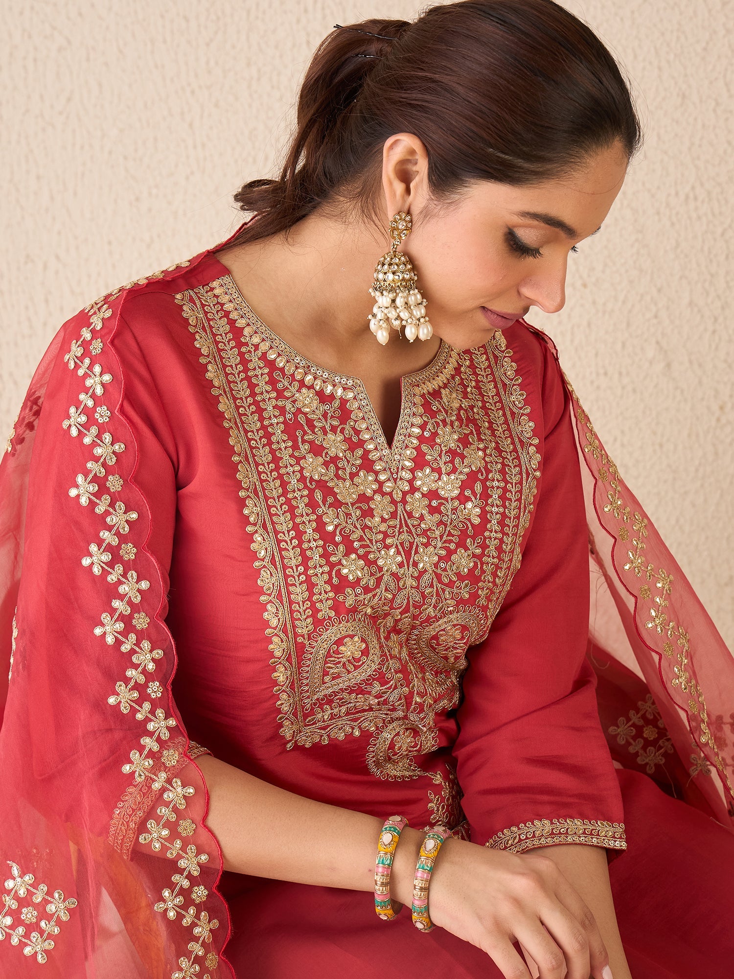 Red Kurta Set For Women At Affordable Price Fit With Every Occasion & Daily Wear, Easy Return & Exchange Available, Shop Now.