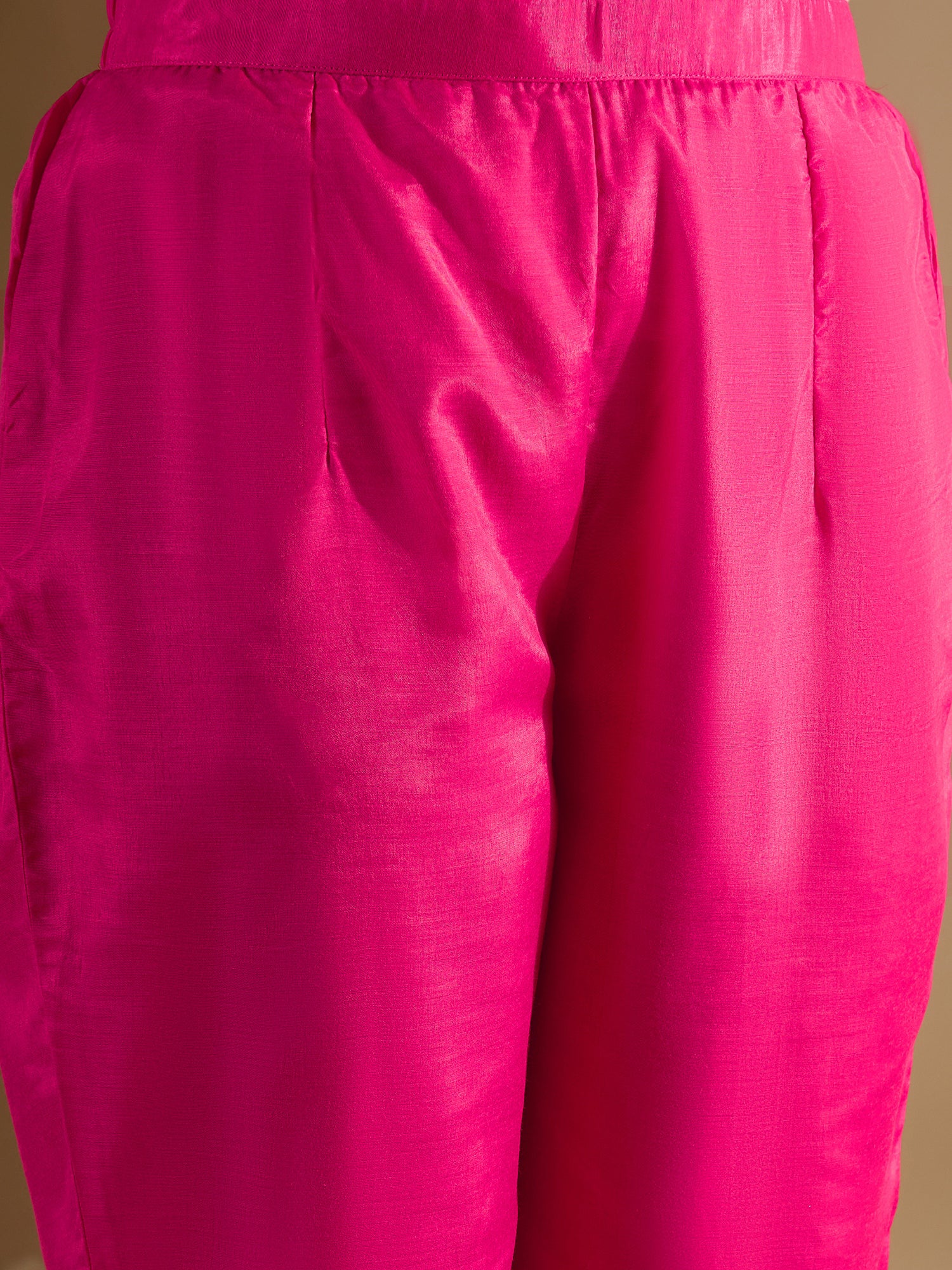 Rose Embroidered Silk Blend Straight Round Neck Kurta Sets With Dupatta