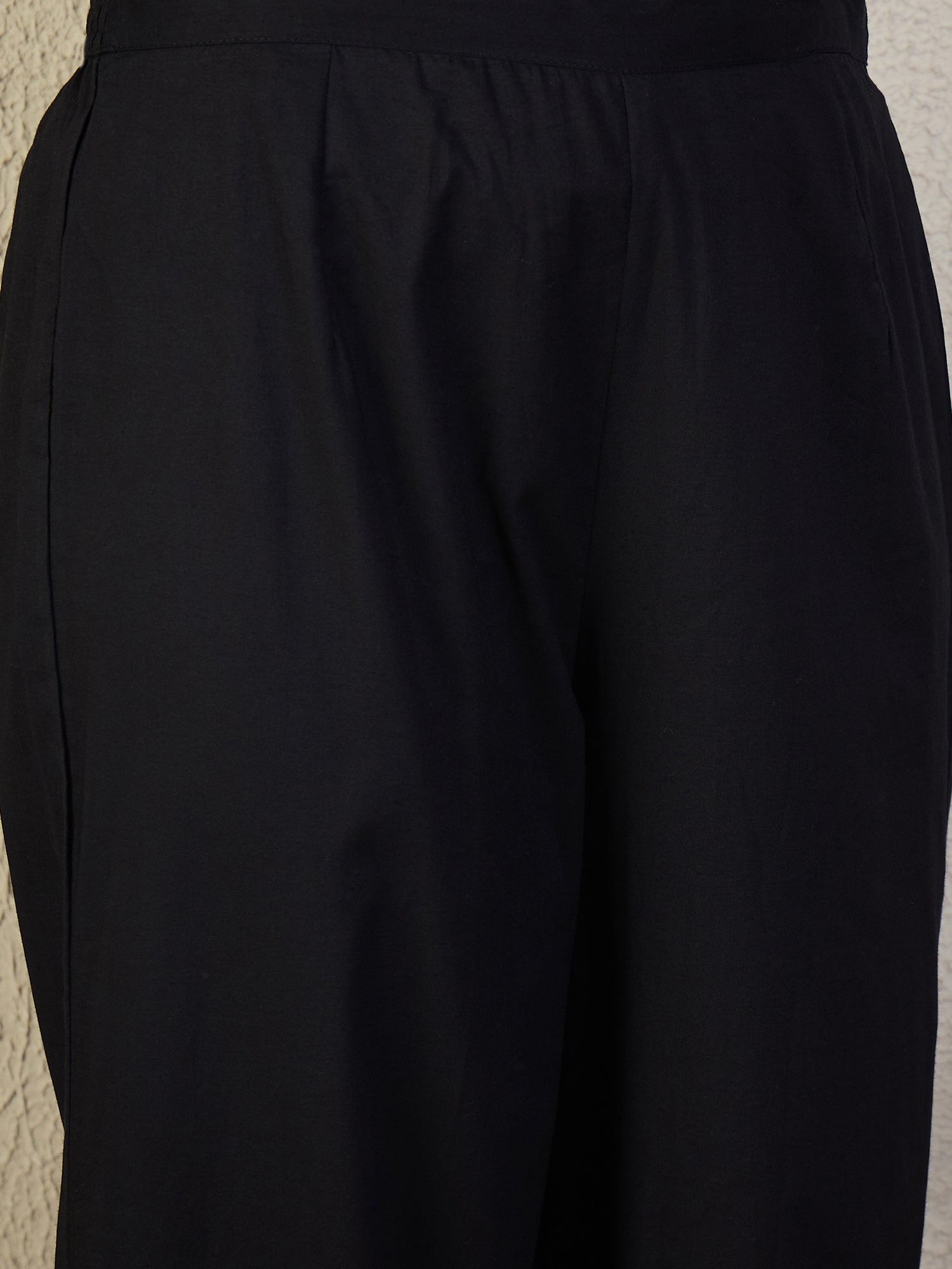 Indo Era Black Embroidered A-Line Kurta Trousers Set