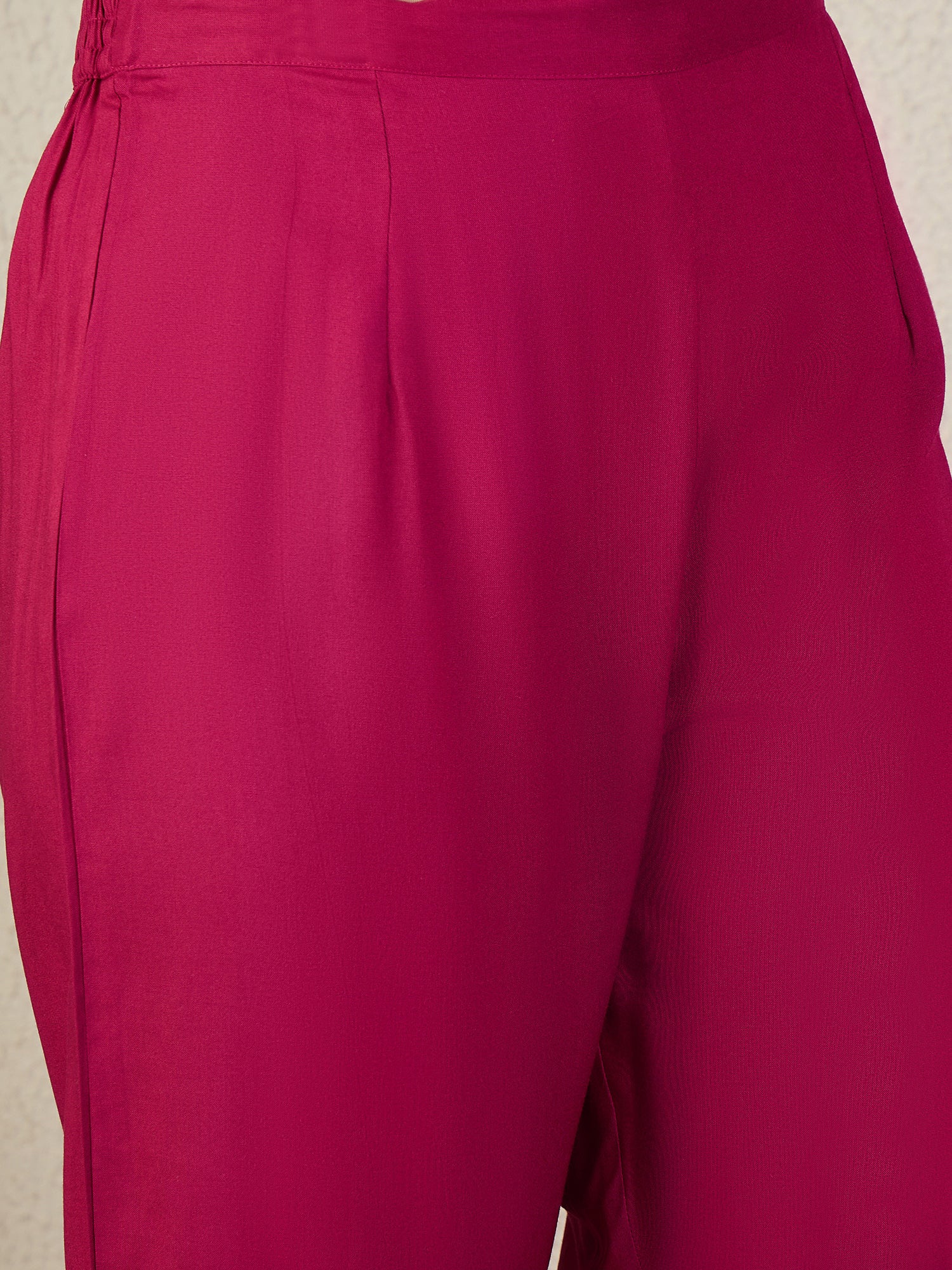 Indo Era Pink Embroidered A-Line Kurta Trousers Set