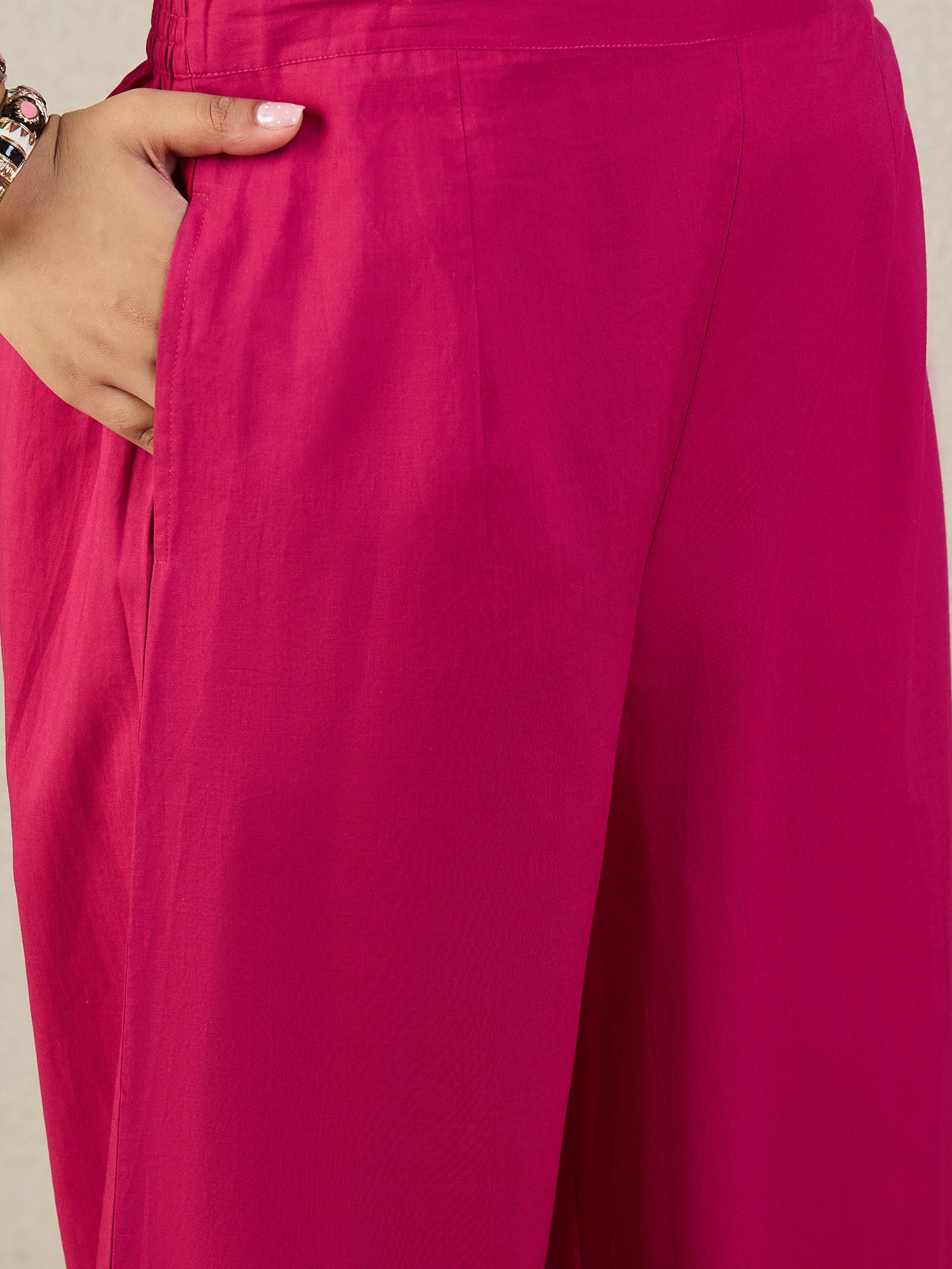 Indo Era Pink Embroidered Straight Kurta Trousers With Dupatta set