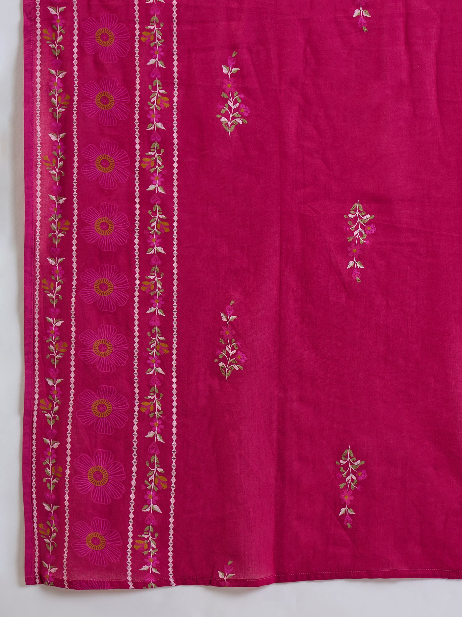 Indo Era Pink Embroidered Straight Kurta Trousers With Dupatta set