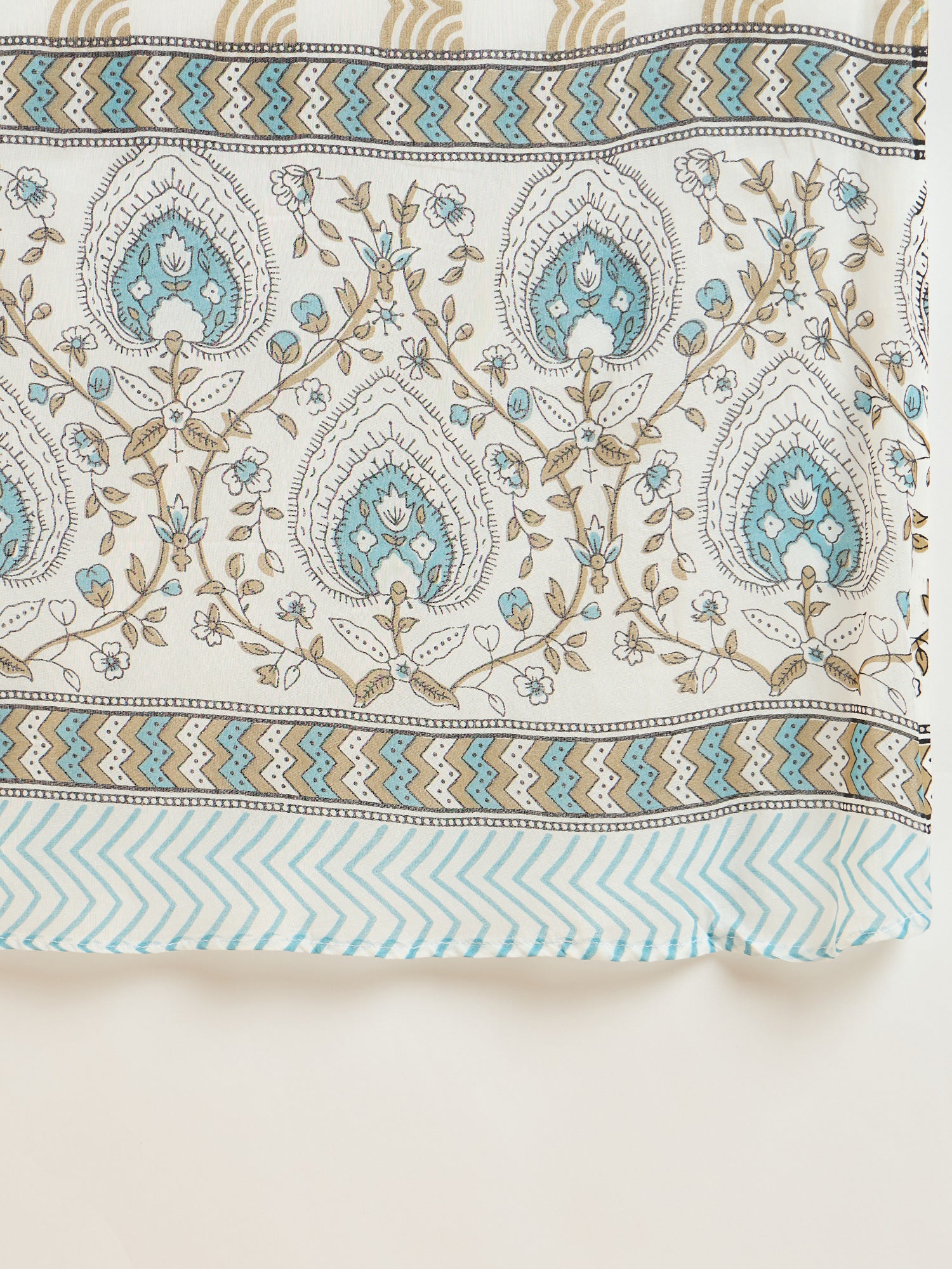 White Printed Pure Cotton Straight Kurta Sets With Dupatta