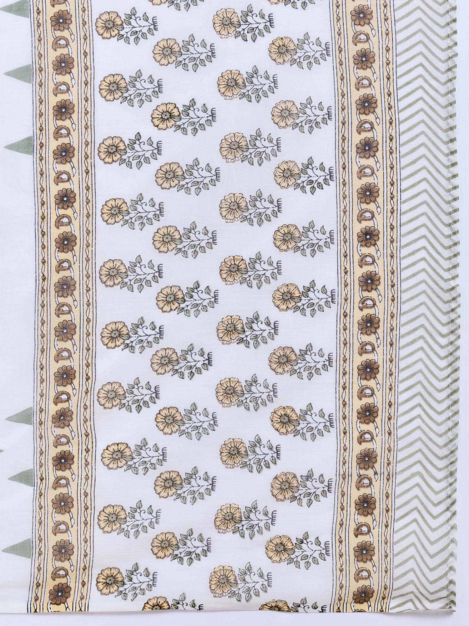 White Printed Pure Cotton Straight Kurta Sets With Dupatta