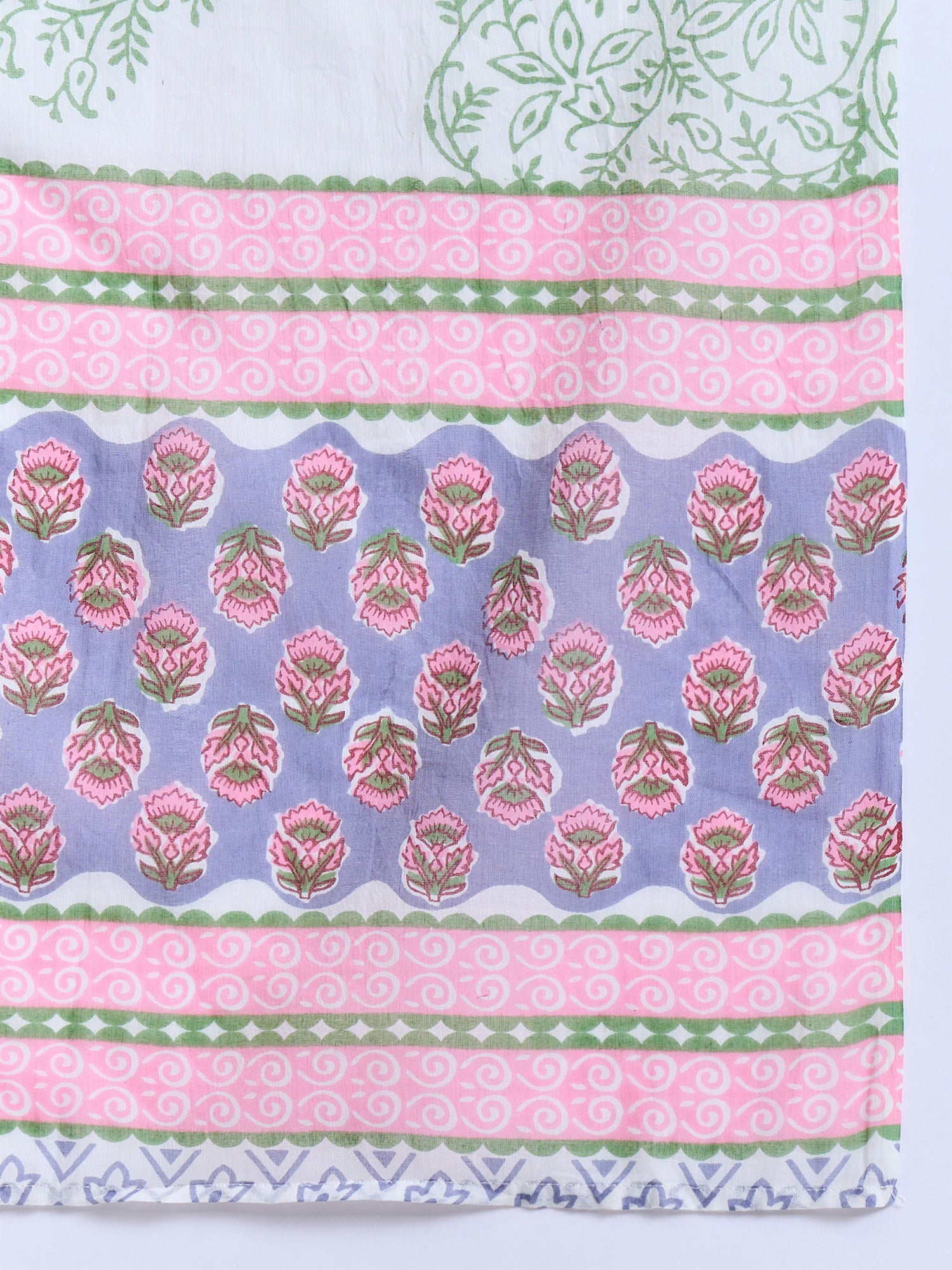 Grey Printed Pure Cotton Straight V-Neck Kurta Sets With Dupatta