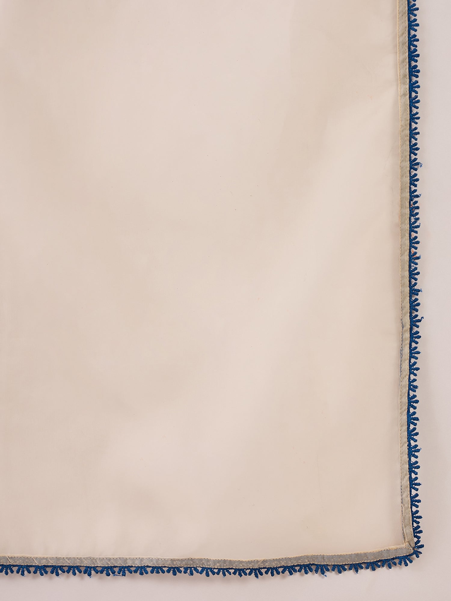 Off White Embroidered Liva Straight Round Neck Kurta Sets With Dupatta