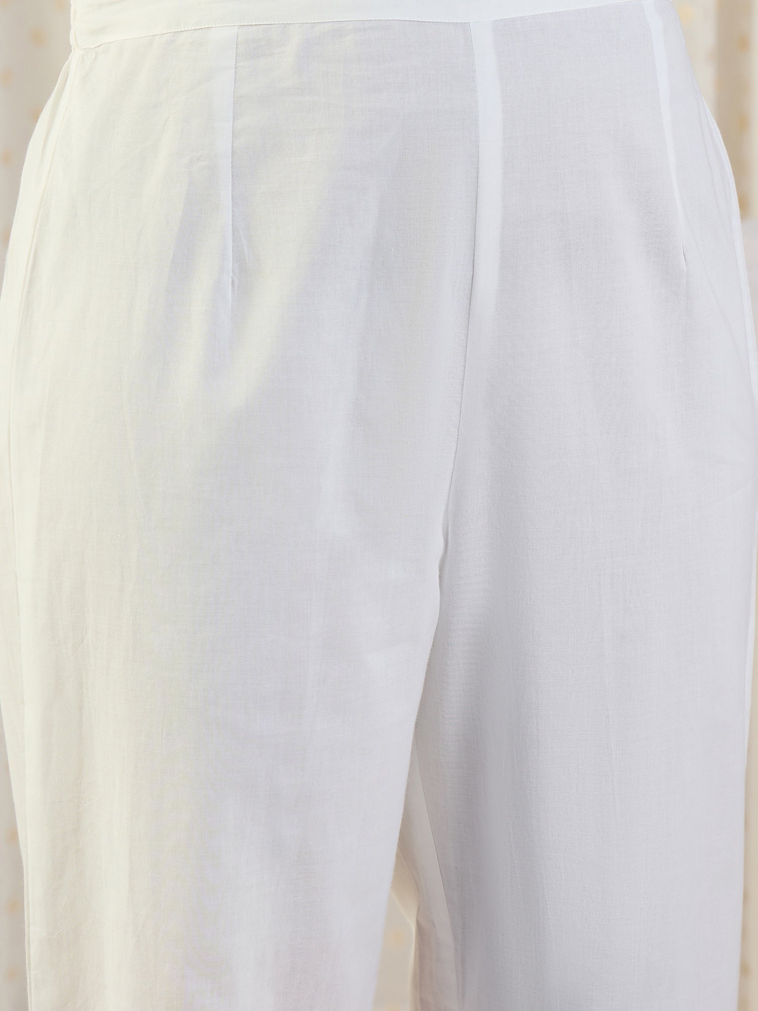 Indo Era White Printed Straight Kurta Palazzos With Dupatta Set