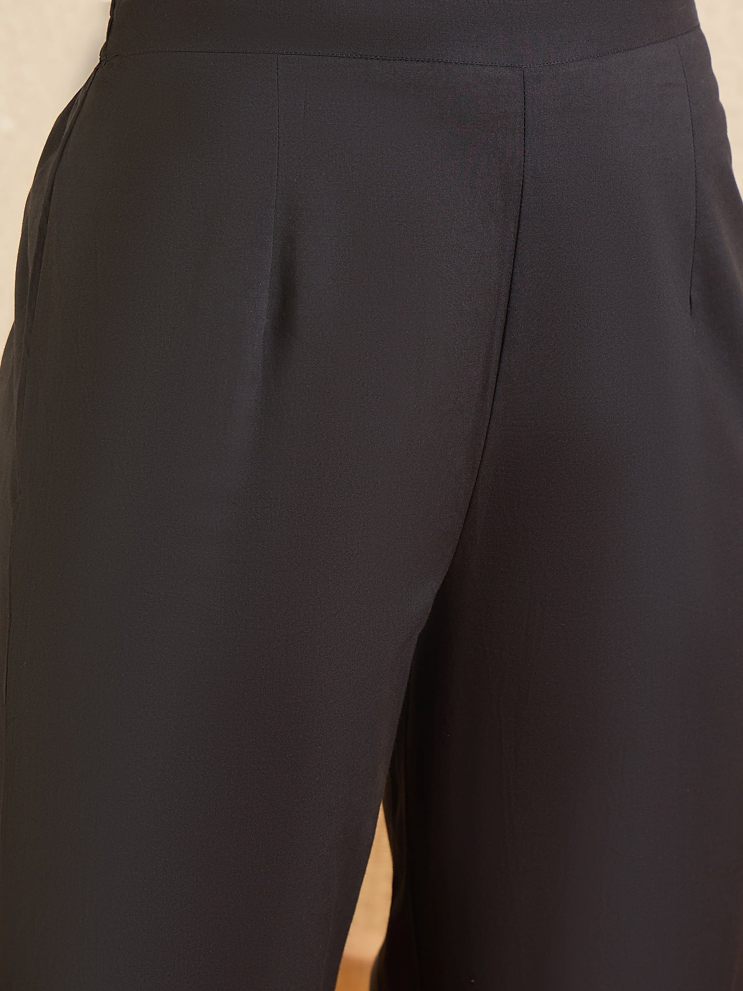 Indo Era Black Embroidered A-Line Kurta Palazzos Set