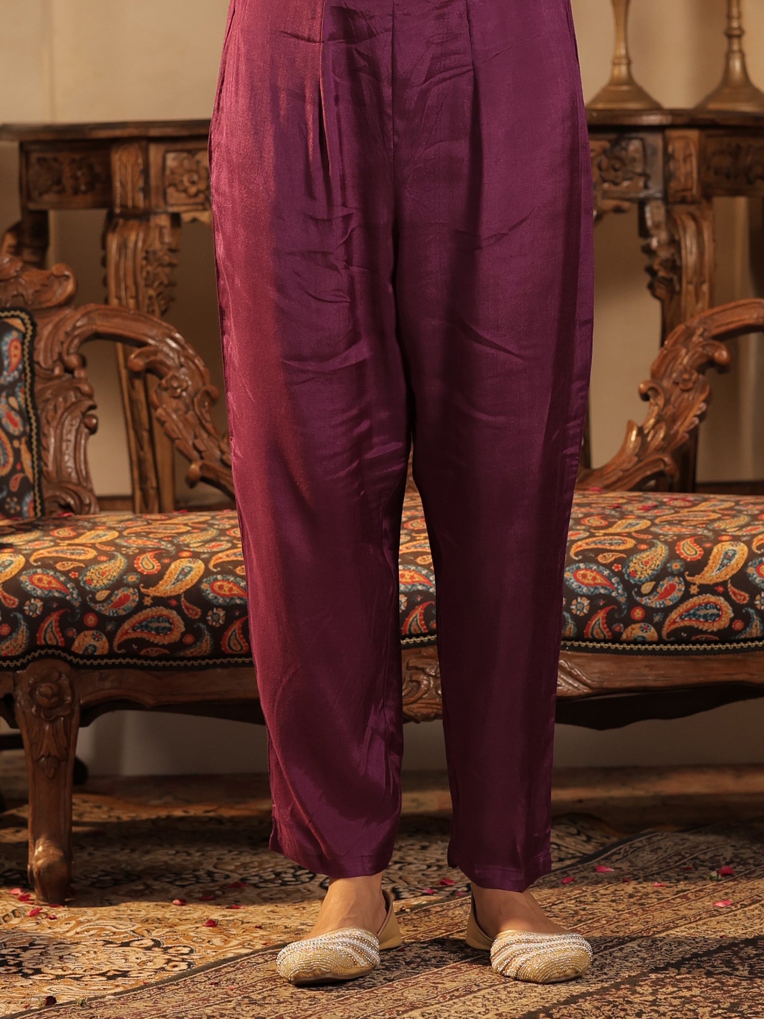 Pink Printed Silk Blend Straight Suit Sets With Dupatta