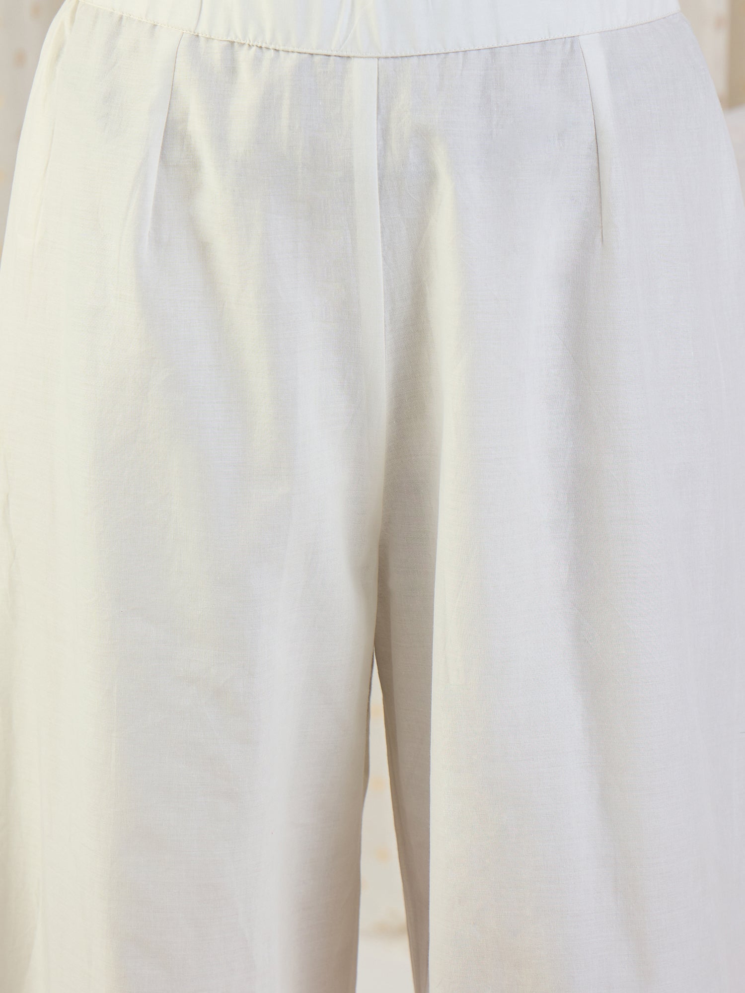 Indo Era Off White Embroidered Straight Kurta Palazzos With Dupatta Set