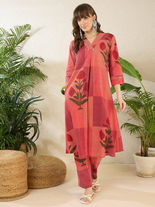Indo Era Multi Printed A-Line Kurta Trousers Set
