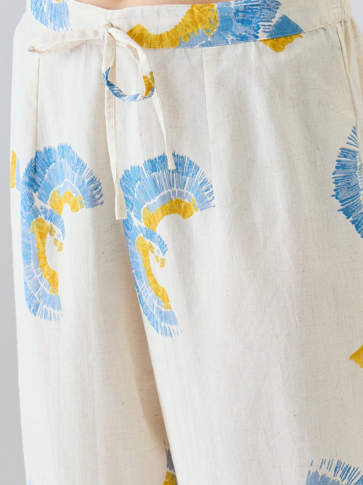 Indo Era Off White Printed A-Line Kurta Palazzos set