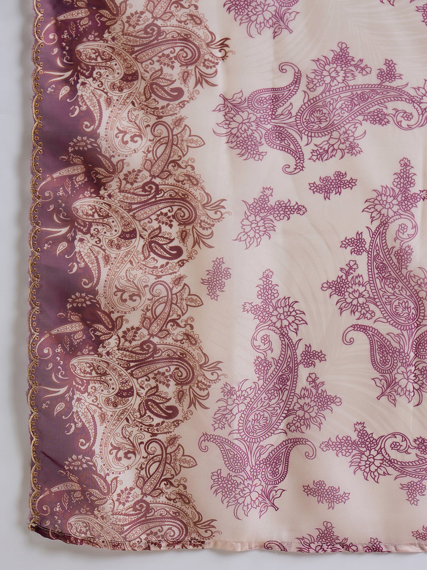 Indo Era Burgundy Embroidered Straight Kurta Palazzos With Dupatta Set