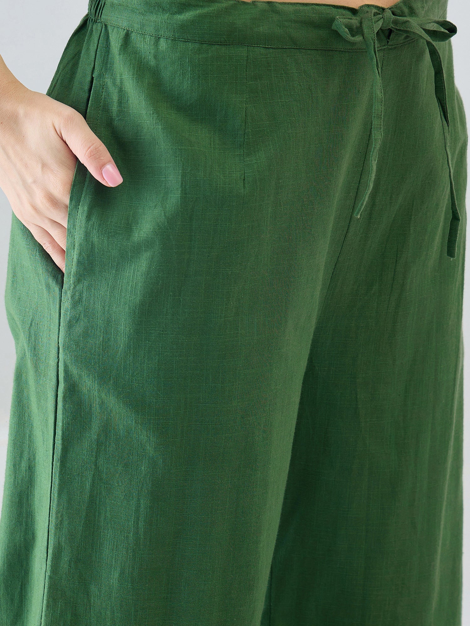 Indo Era Green Embroidered Straight Kurta Trousers set