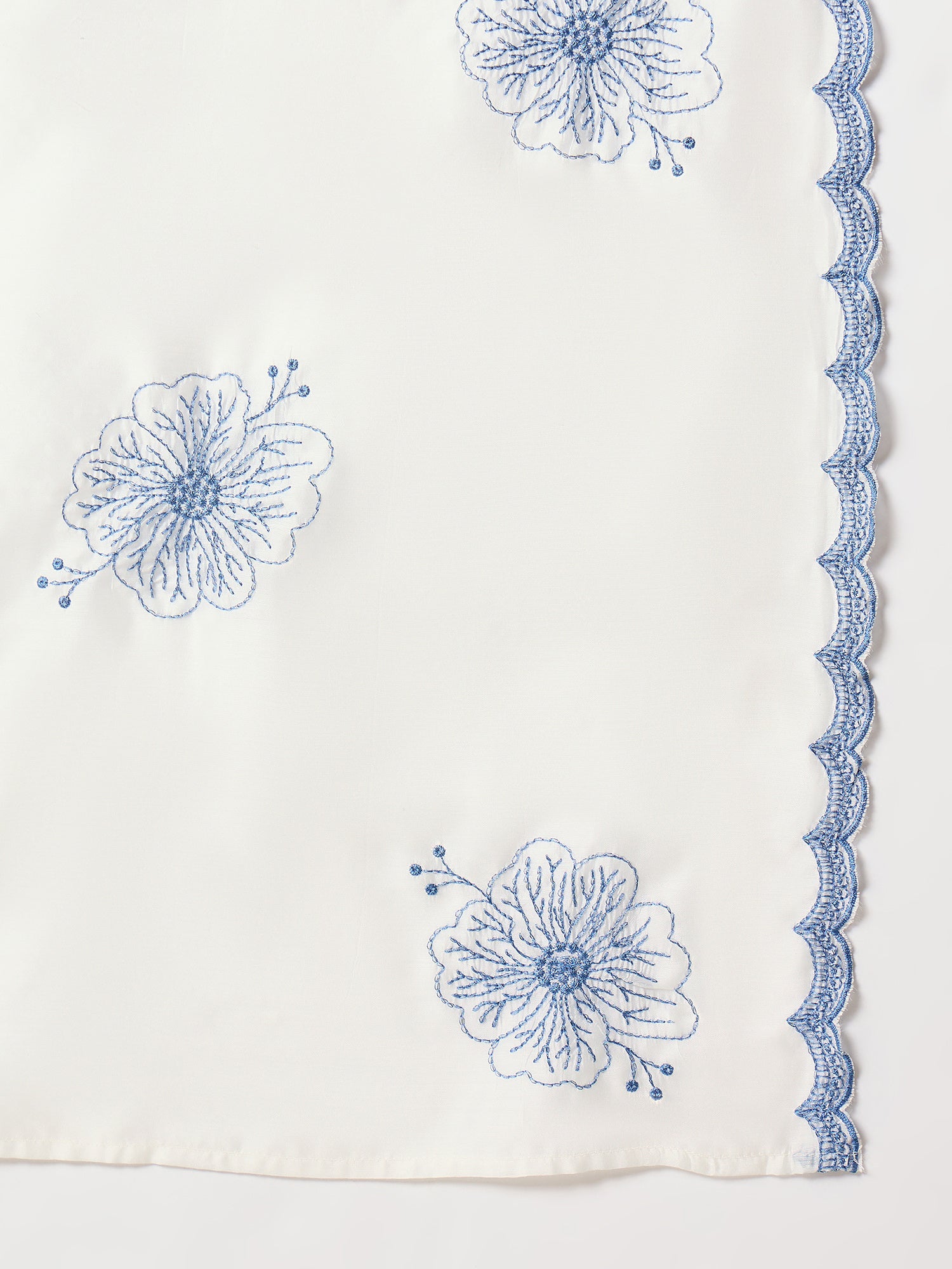 Indo Era Blue Embroidered A-Line Kurta Trousers With Dupatta set