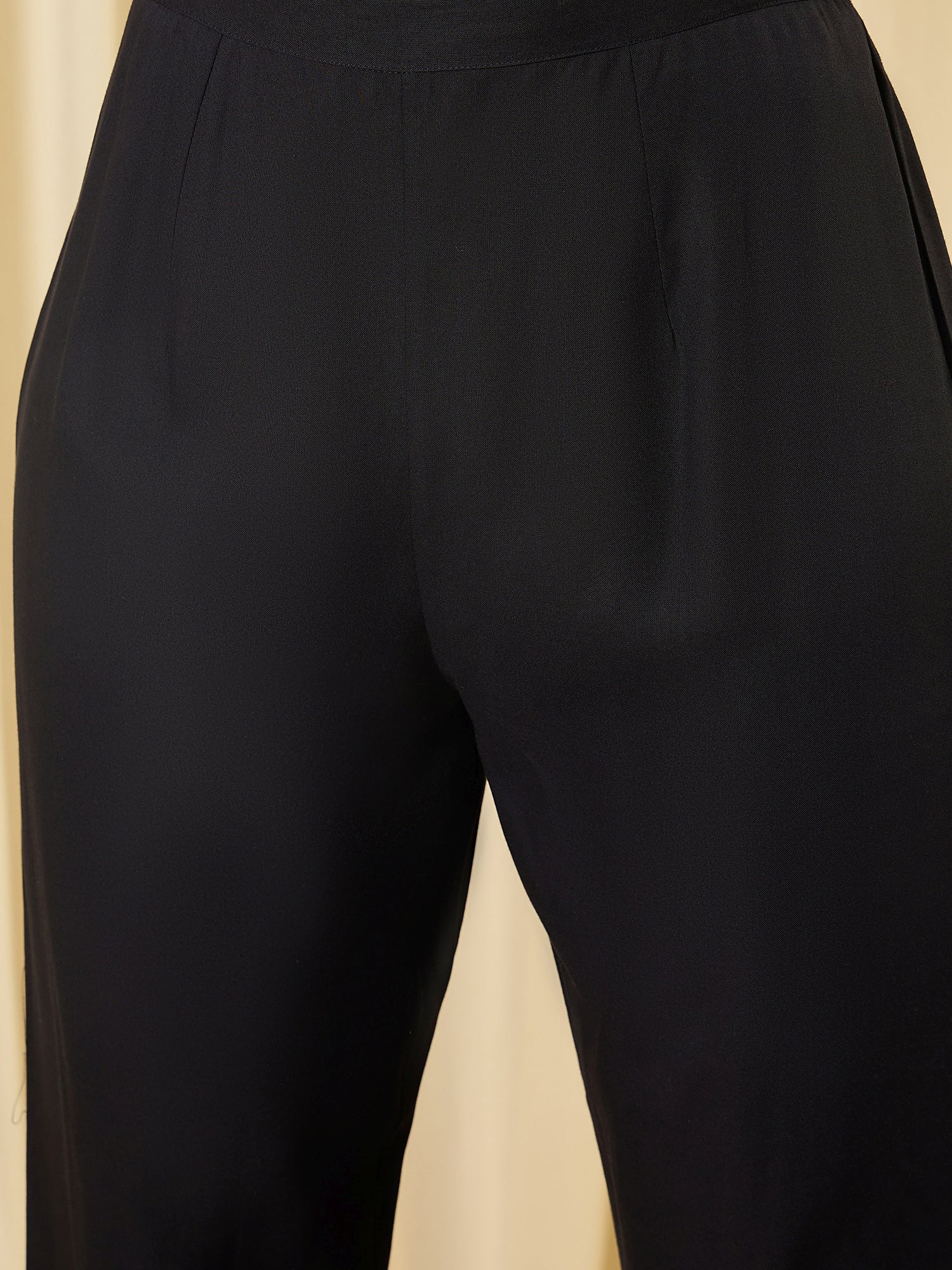 Indo Era Black Embroidered A-Line Kurta Trousers With Dupatta Set