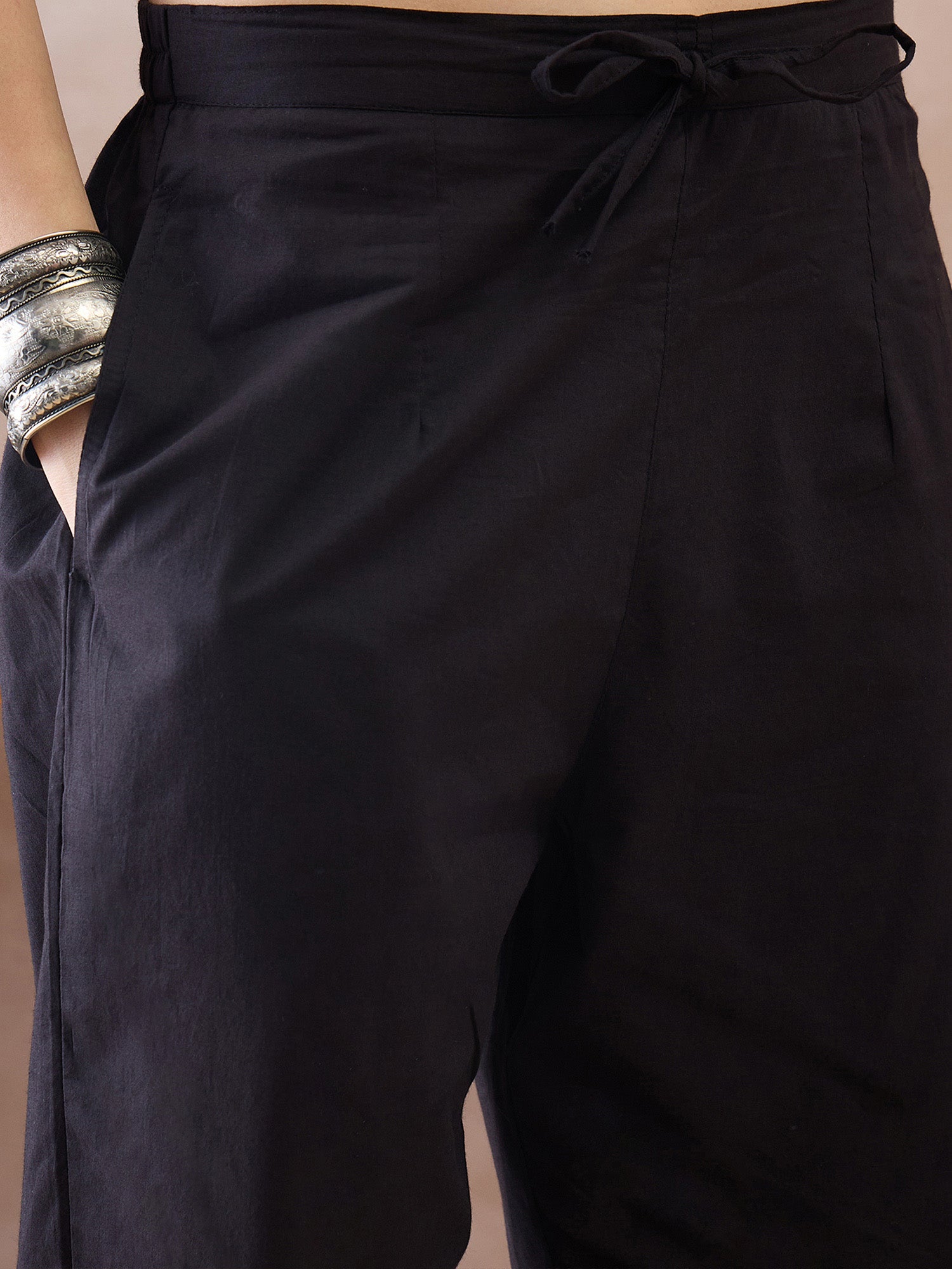 Indo Era Black Printed Straight Kurta Trousers With Dupatta set