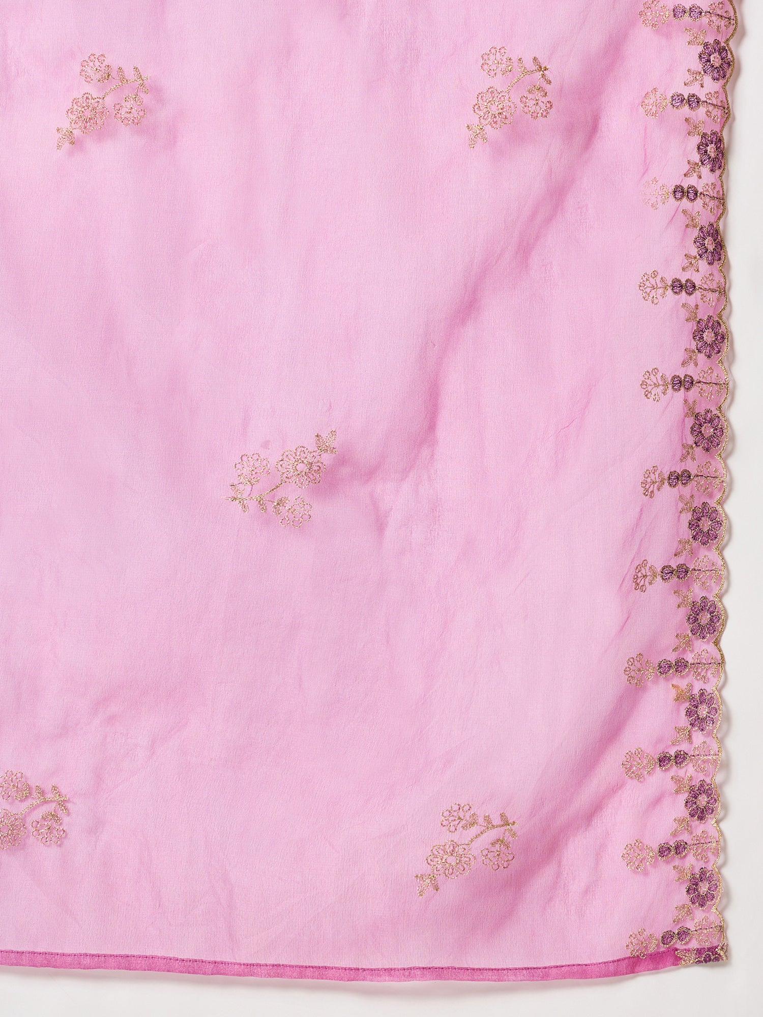 Indo Era Lavender Embroidered Straight Kurta Trousers With Dupatta set