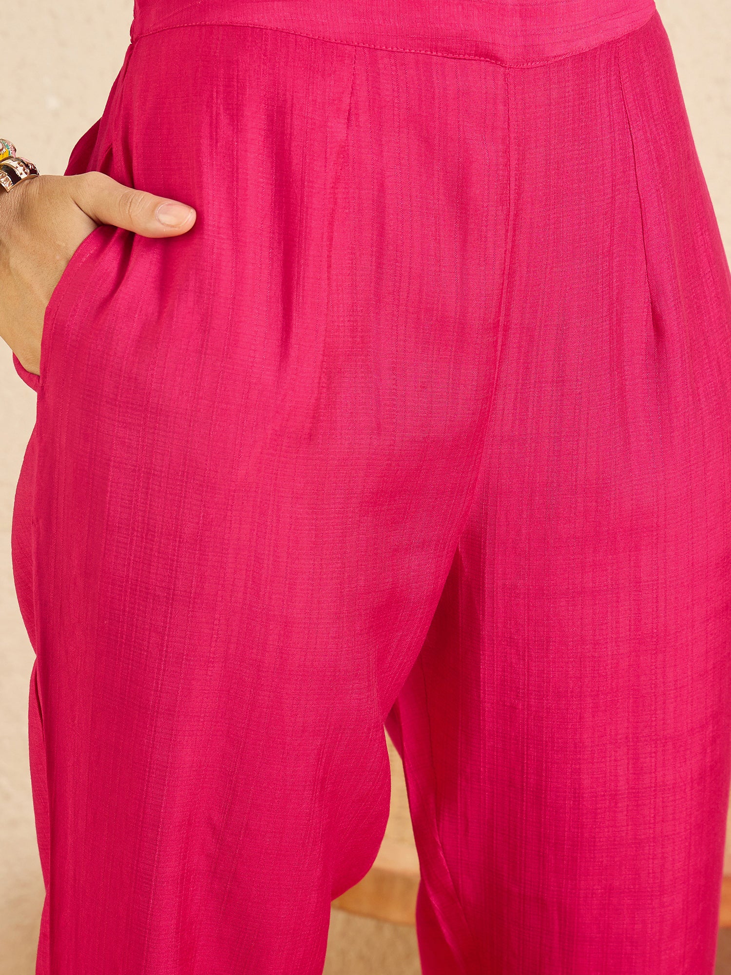 Indo Era Pink Embroidered Straight Kurta Trousers NA Set