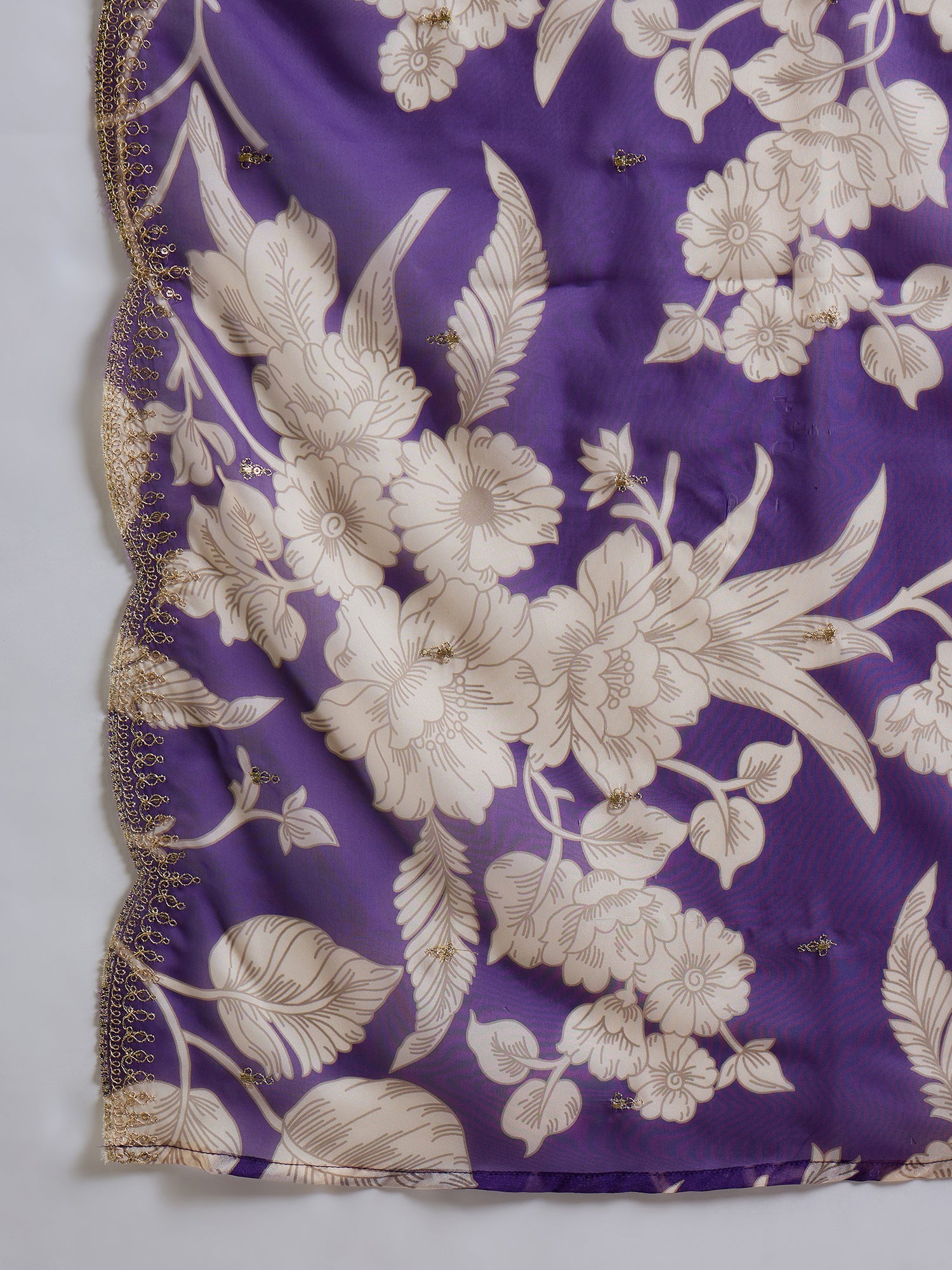 Indo Era Purple Embroidered Straight Kurta Salwar With Dupatta set