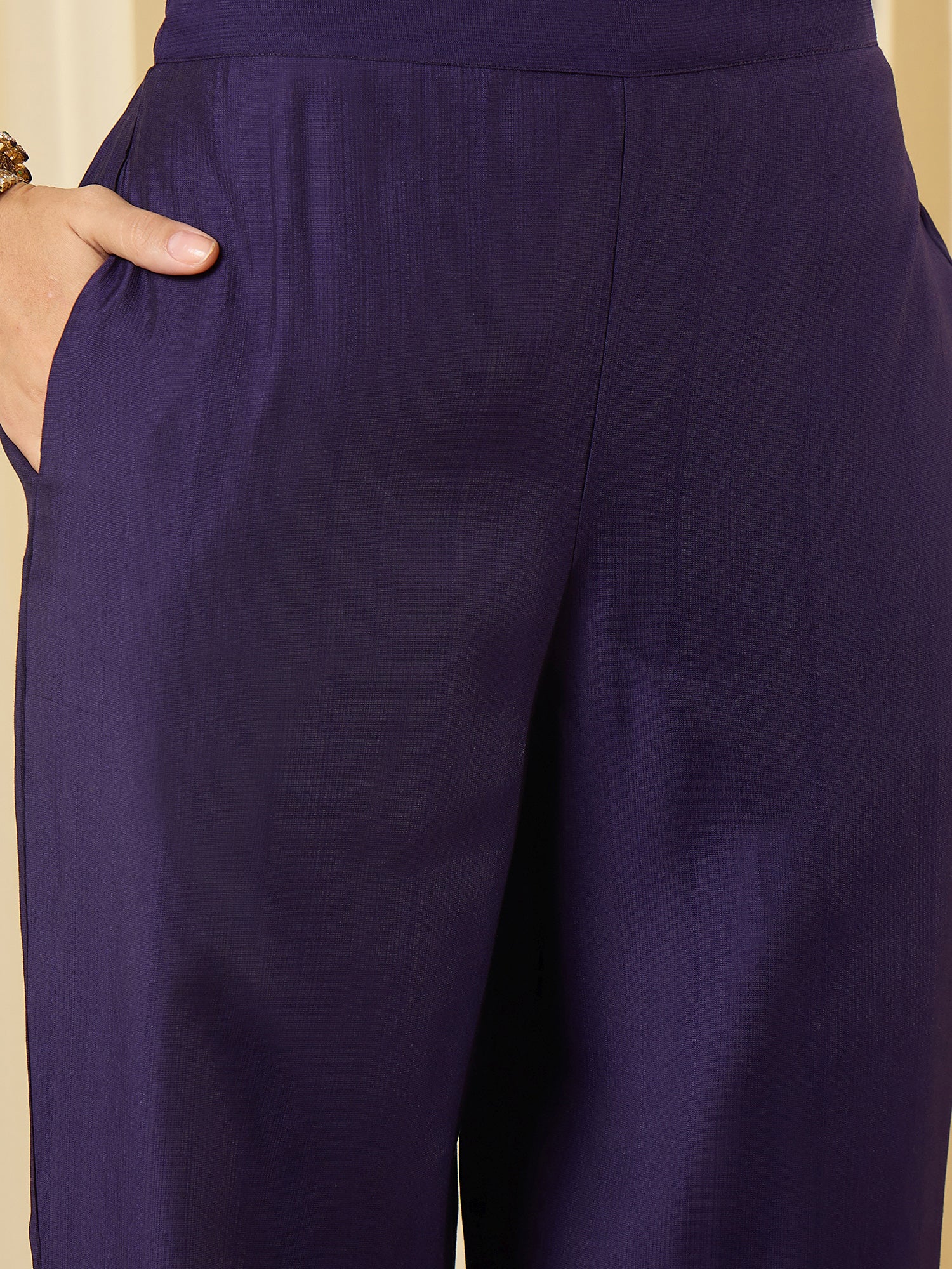 Indo Era Purple Embroidered Straight Kurta Trousers With Dupatta Set