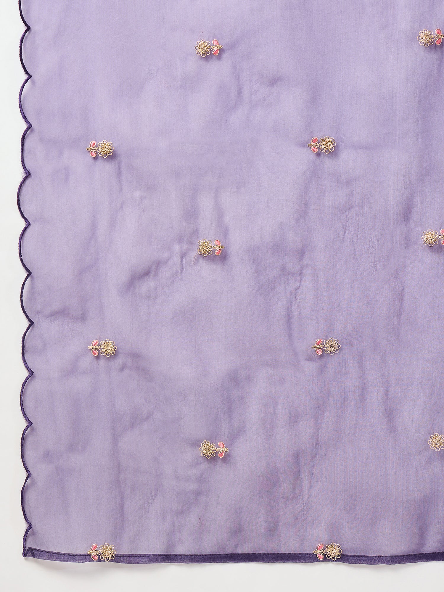 Indo Era Purple Embroidered Straight Kurta Trousers With Dupatta Set