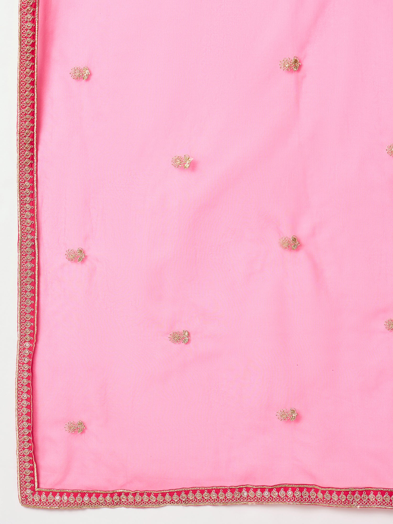 Indo Era Pink Embroidered Straight Kurta Palazzos With Dupatta Set