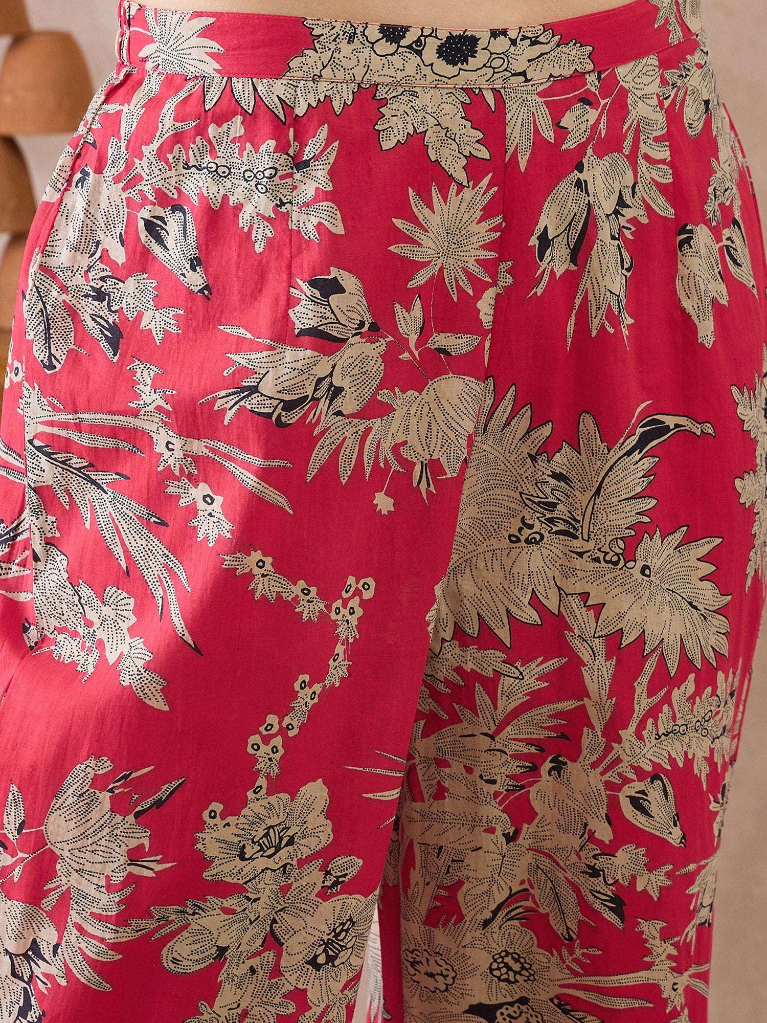 Indo Era Red Printed A-Line Kurta Trousers set