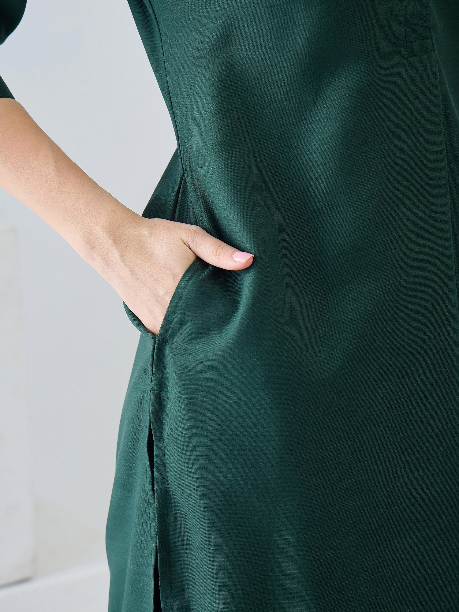 Indo Era Green Solid Straight Kurta Salwar set