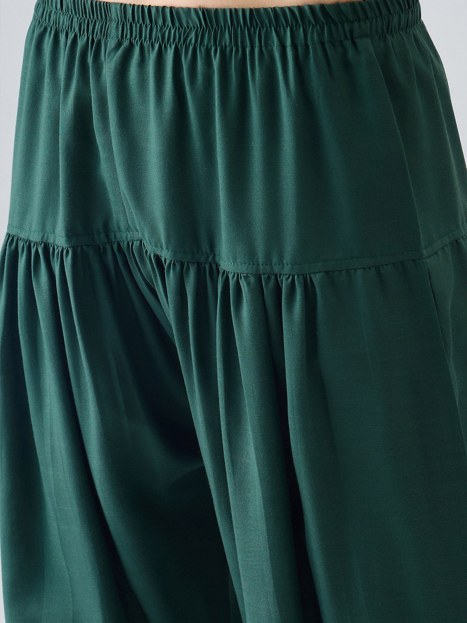 Indo Era Green Solid Straight Kurta Salwar set