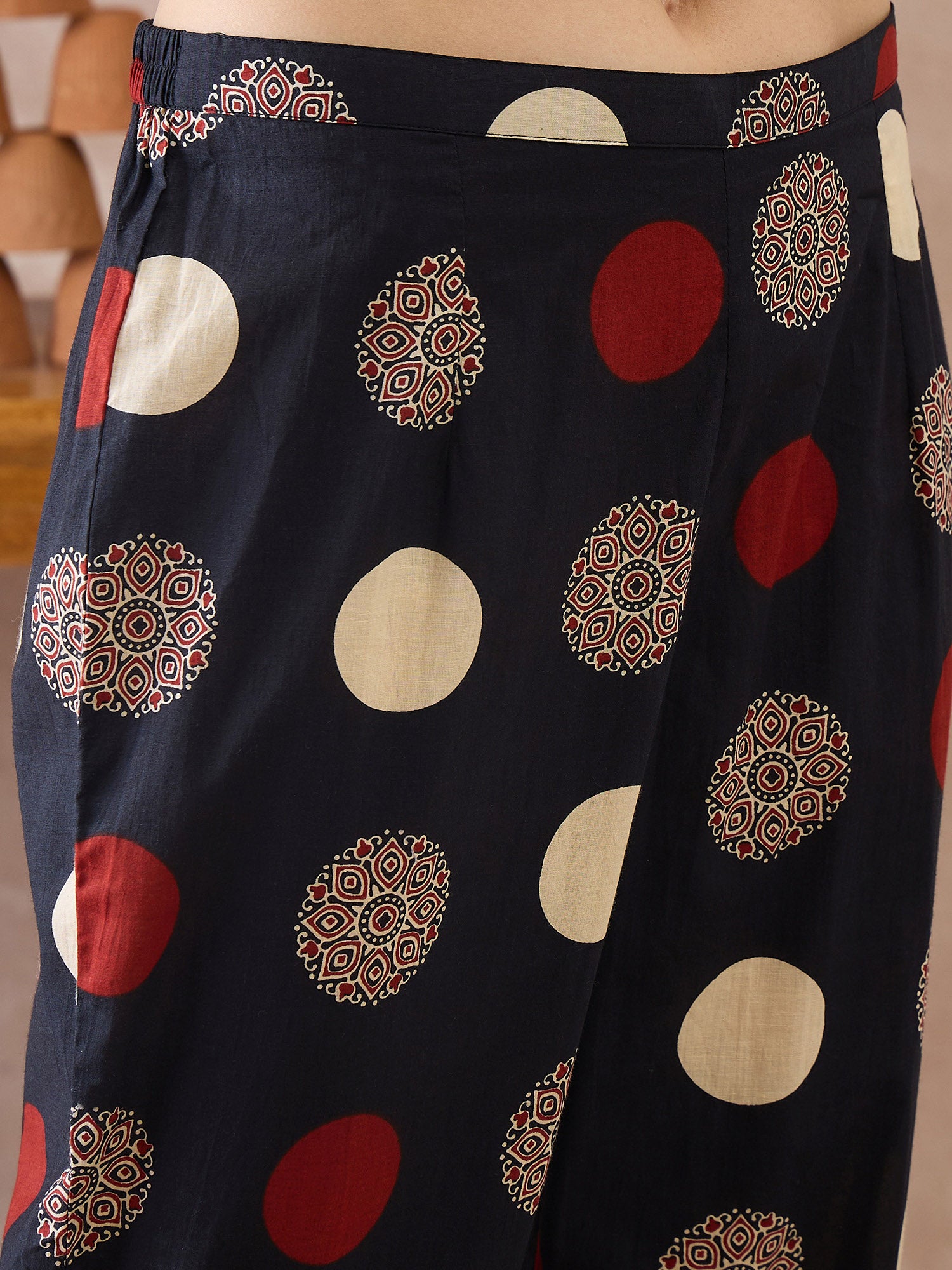 Indo Era Black Printed A-Line Kurta Trousers set