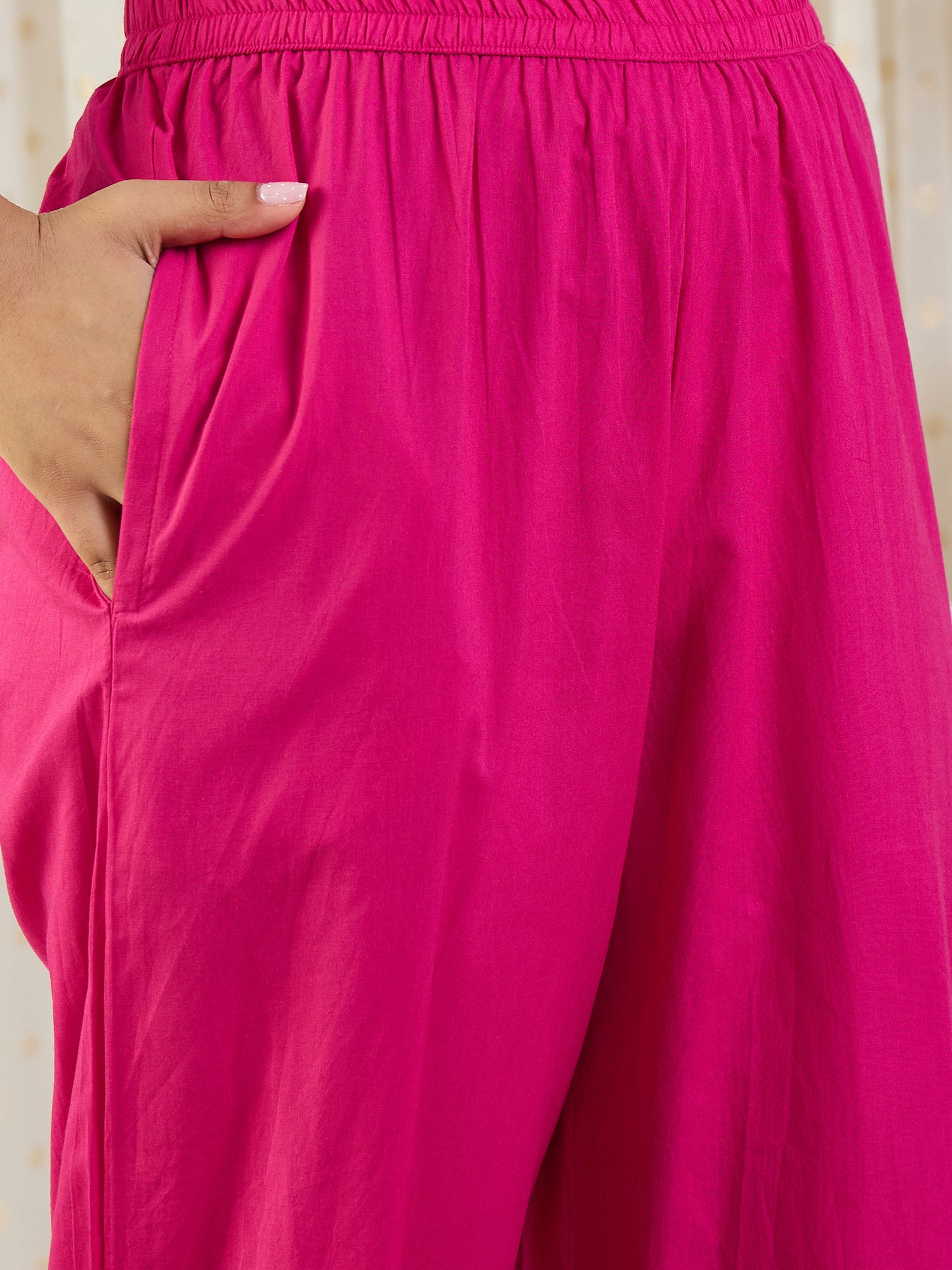 Indo Era Pink Embroidered A-Line Kurta Palazzos With Dupatta set