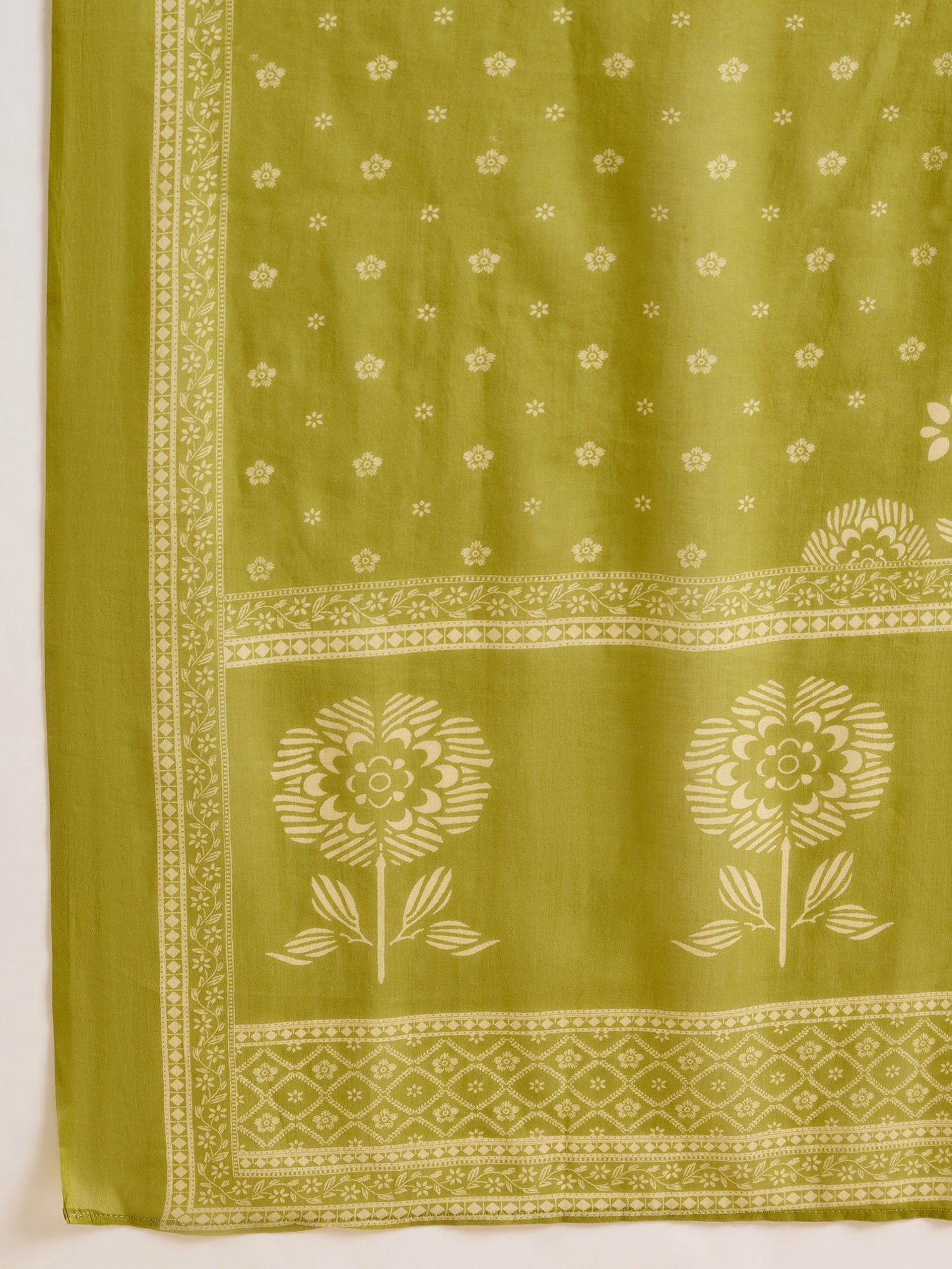 Indo Era Green Printed A-Line Kurta Palazzos With Dupatta set