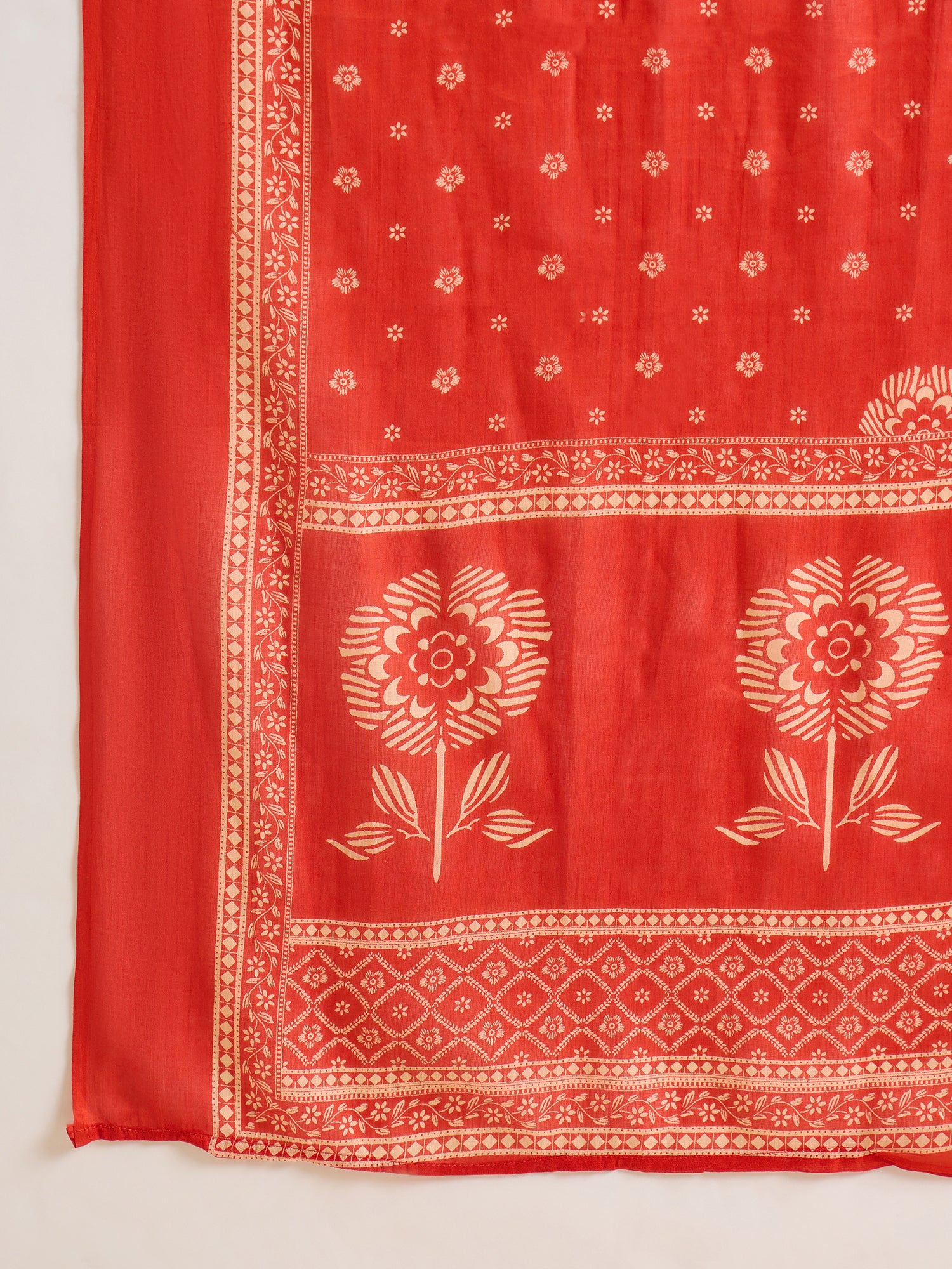 Indo Era Red Printed A-Line Kurta Palazzos With Dupatta set