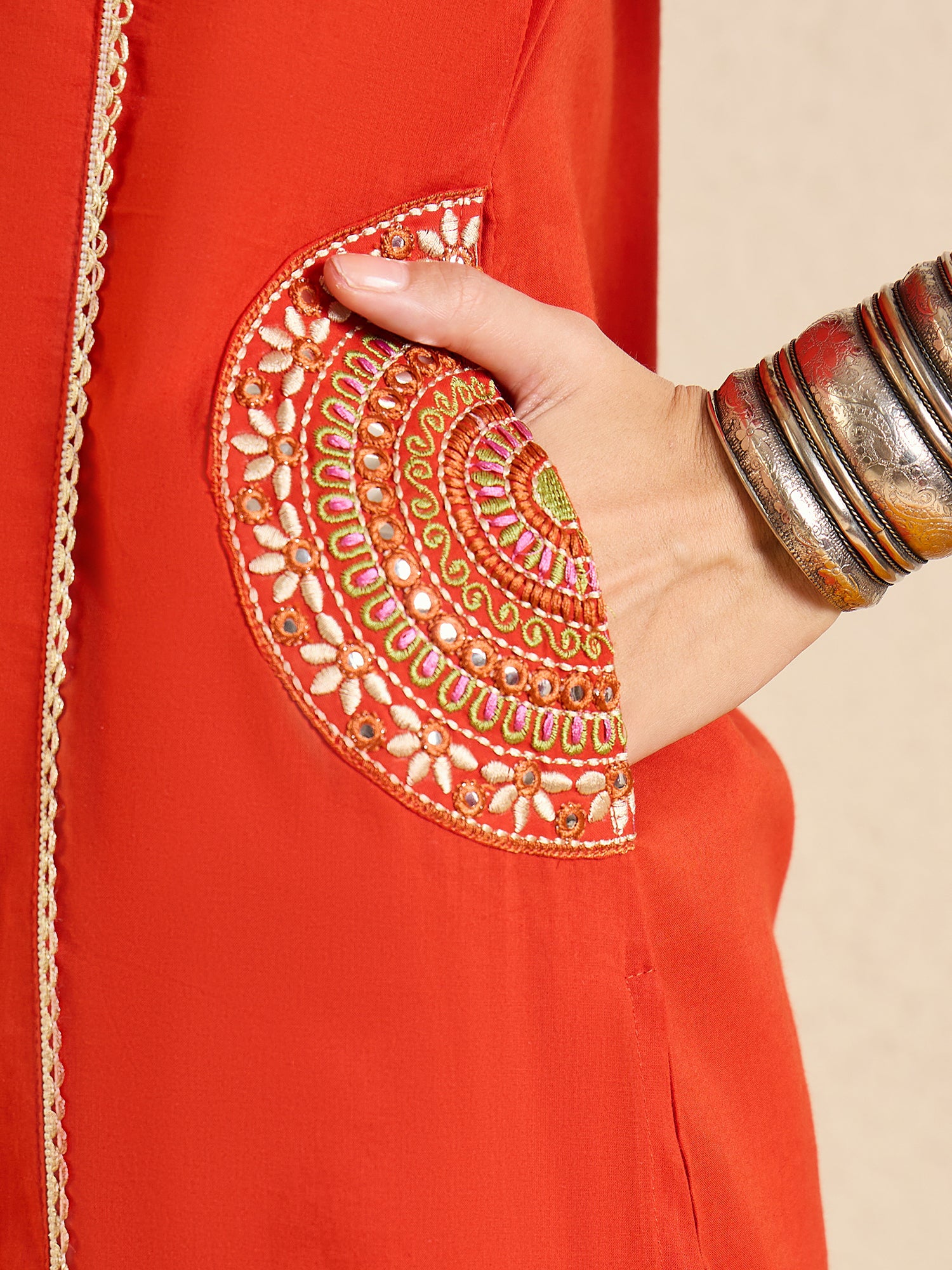 Indo Era Red Printed A-Line Kurta Palazzos With Dupatta set