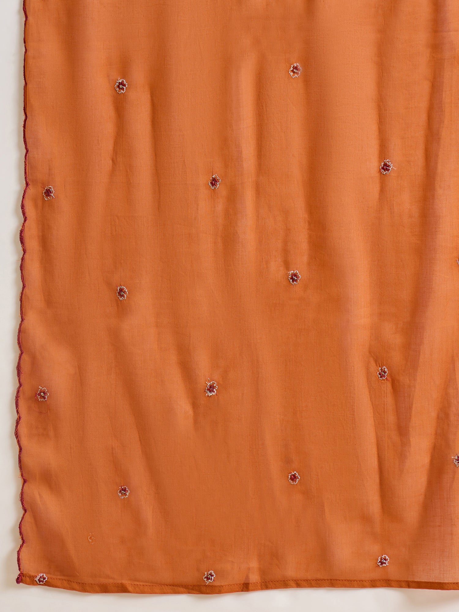 Indo Era Rust Embroidered Straight Kurta Palazzos With Dupatta set
