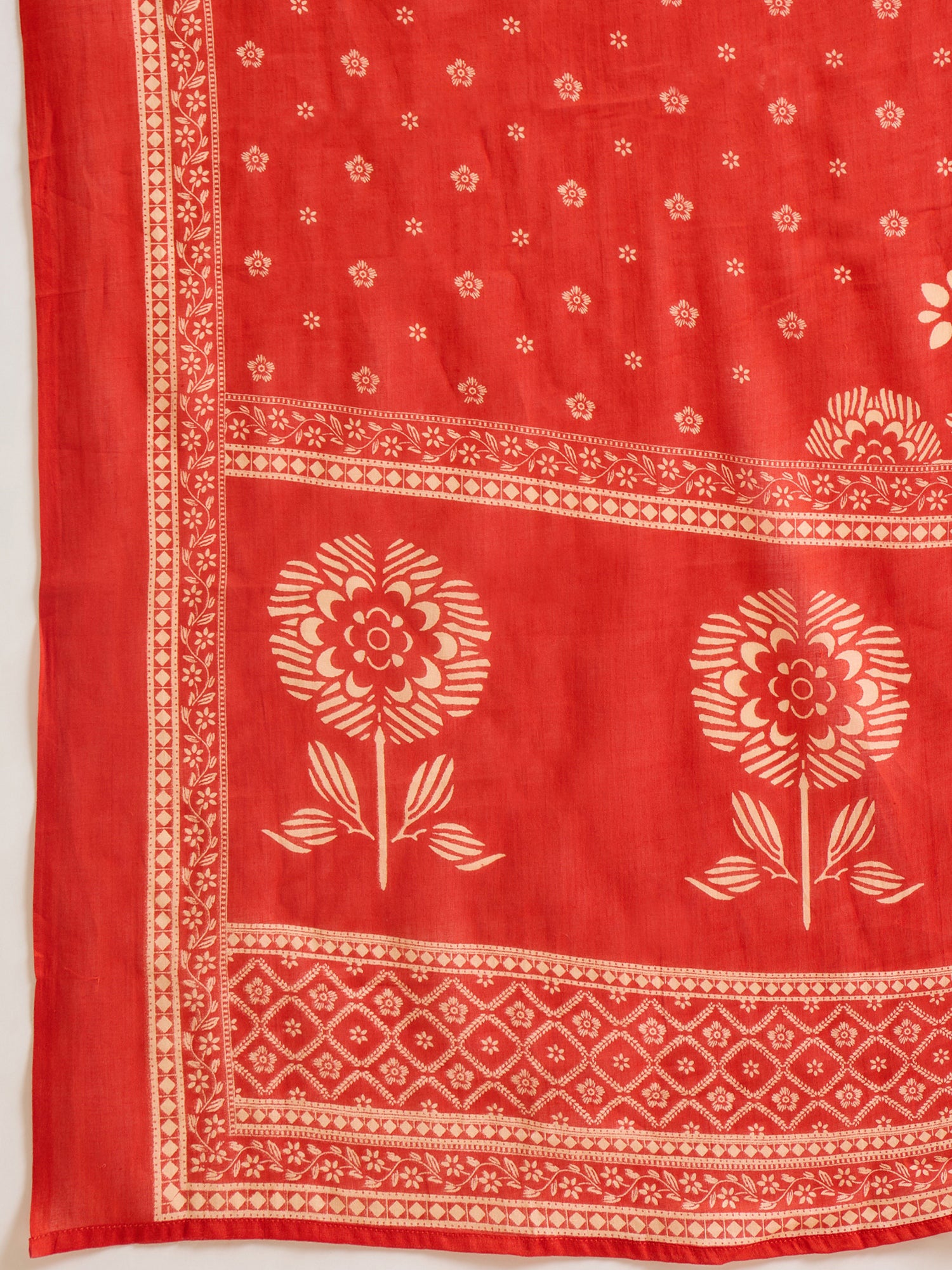 Indo Era Rust Printed Straight Kurta Trousers With Dupatta set