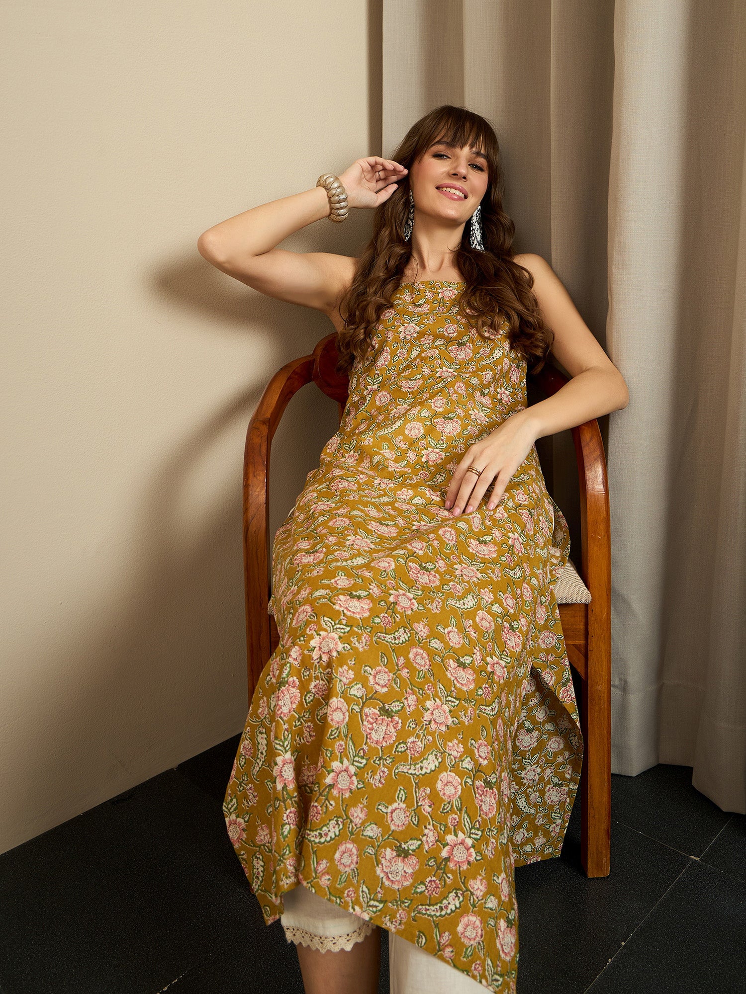 Mustard Kurtas  For women,indo era, indoera, kurta set for women, women kurta set, women suit, summer wear for women, festive suit for women, mother's day outfit, dress for mother, mother's day special, kurta set for women, kurta for women, kurta trouser and dupatta