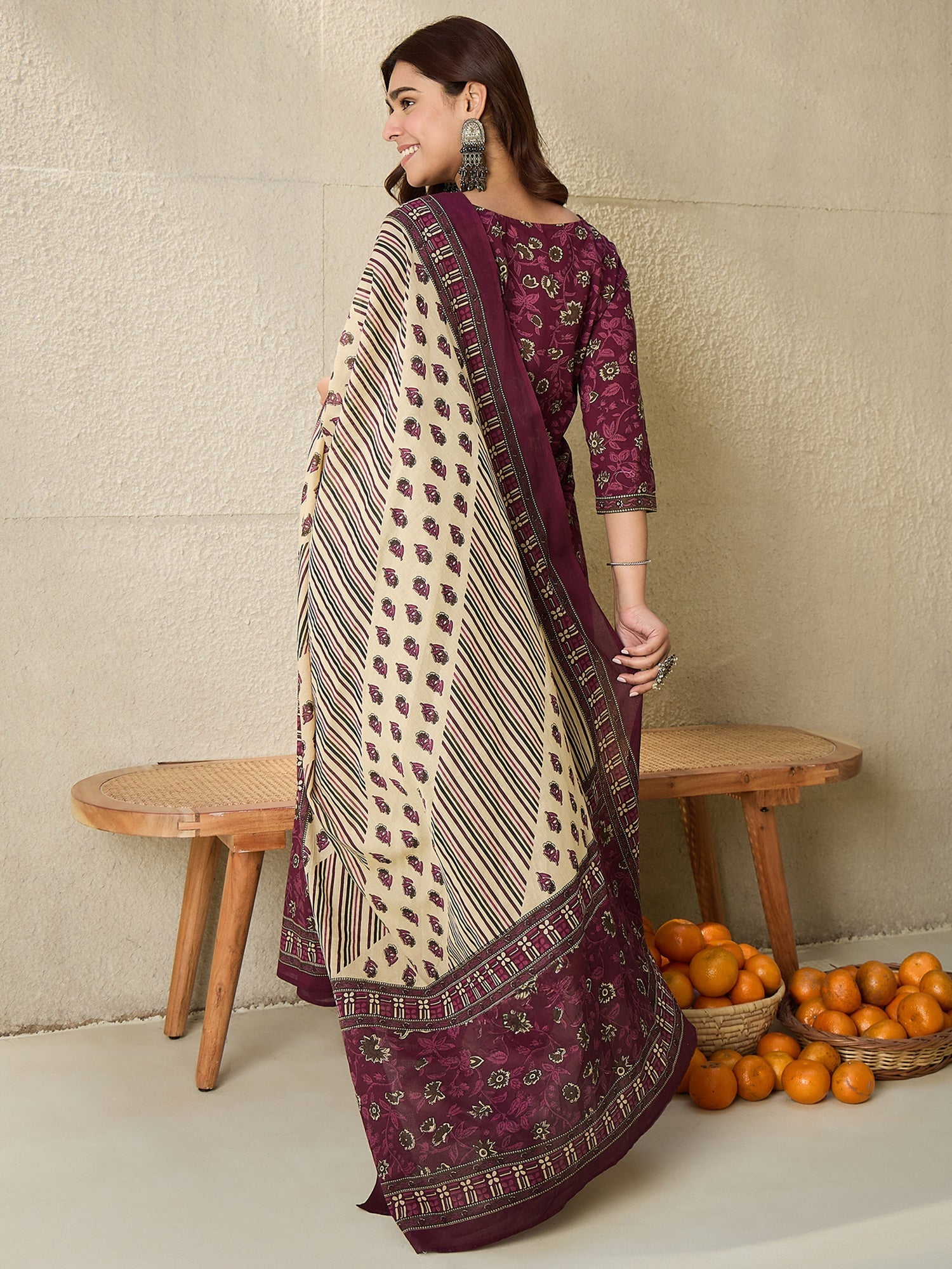indo era, suit, kurta set for women, indo era kurta, kurta sets for ladies, summer dresses for women, 3 piece suit, cotton kurta set for women, new arrivals, women kurti plazo set, women in suit, kurta suit, floral kurta, short suit, spring summer, Burgundy suit